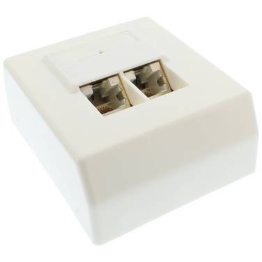 InLine® Cat.5e aansluitdoos, opbouw 2x RJ45 female, RAL 9010, wit