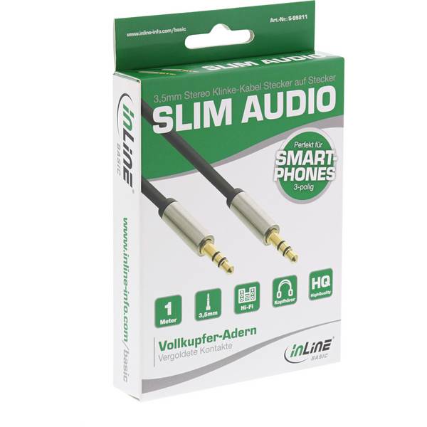 Premium 3,5mm Jack stereo audio slim kabel - 1 meter
