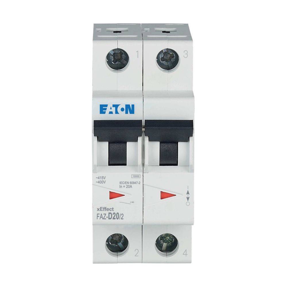EATON ELECTRIC FAZ-D20/2 Installatieautomaat; 230/400VAC; Inom: 20A; Polen: 2; op DIN-rail - 1 stuk-0