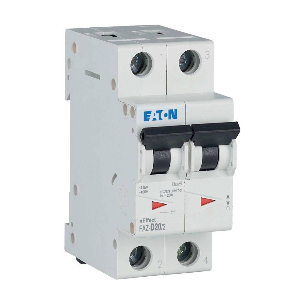 EATON ELECTRIC FAZ-D20/2 Installatieautomaat; 230/400VAC; Inom: 20A; Polen: 2; op DIN-rail - 1 stuk-3