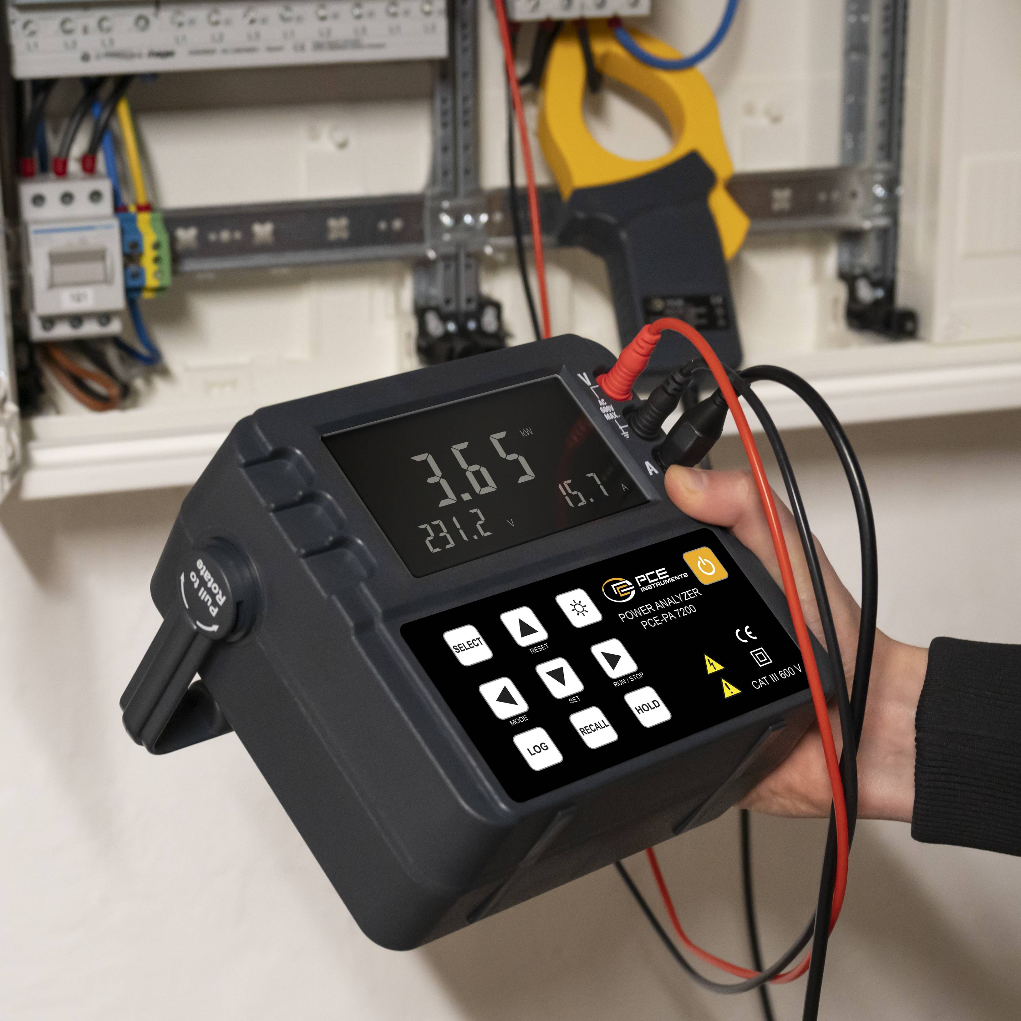 PCE Instruments Power Analyzer Netwerkanalyser 3-fasig, 1-fasig Met logger, Incl. stroomtang, Energiemetingen, Storingsl-5