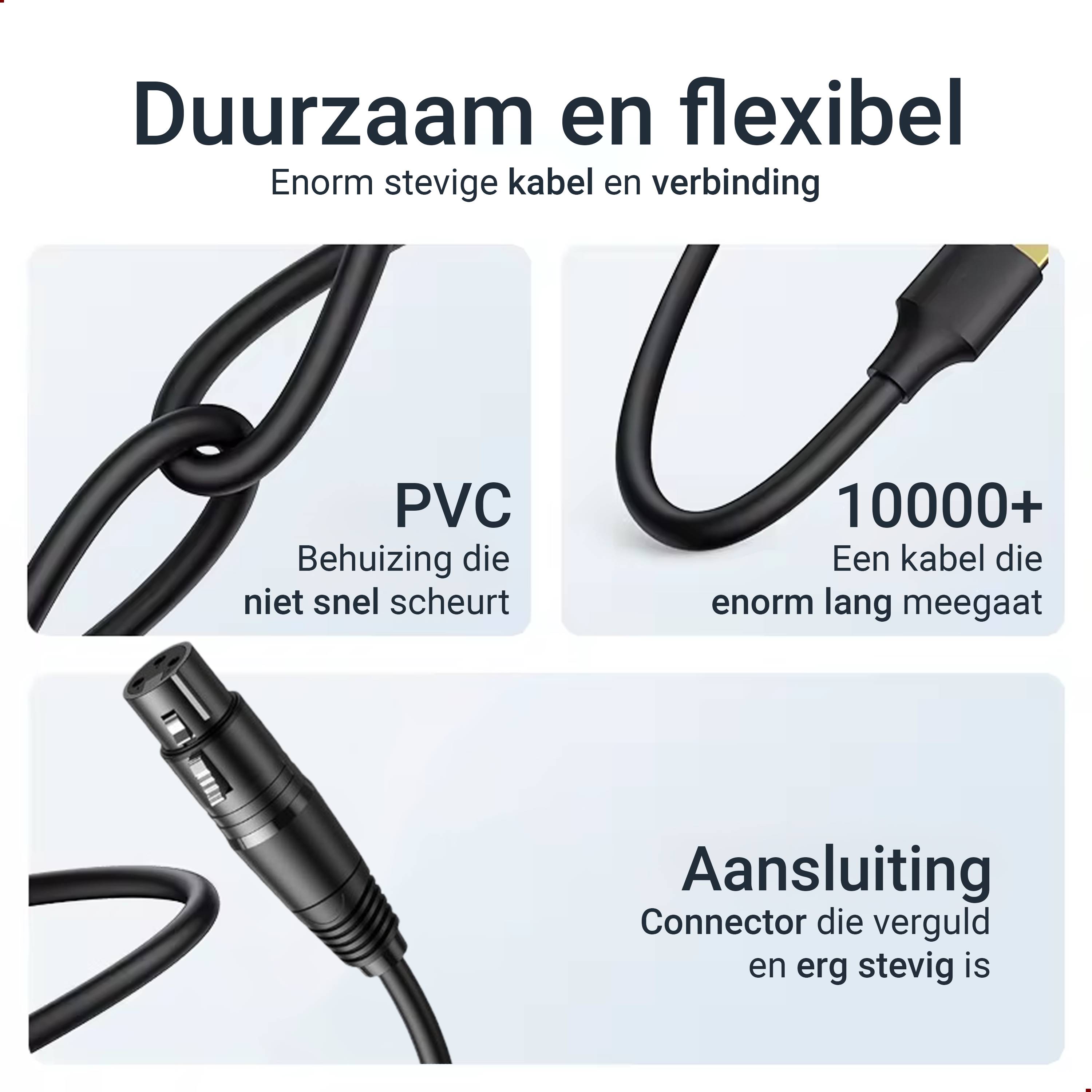 Qost - XLR kabel - 3Pin XLR - Microfoon Kabel - 5 Meter - Zwart - Mannelijk naar Vrouwelijk-3