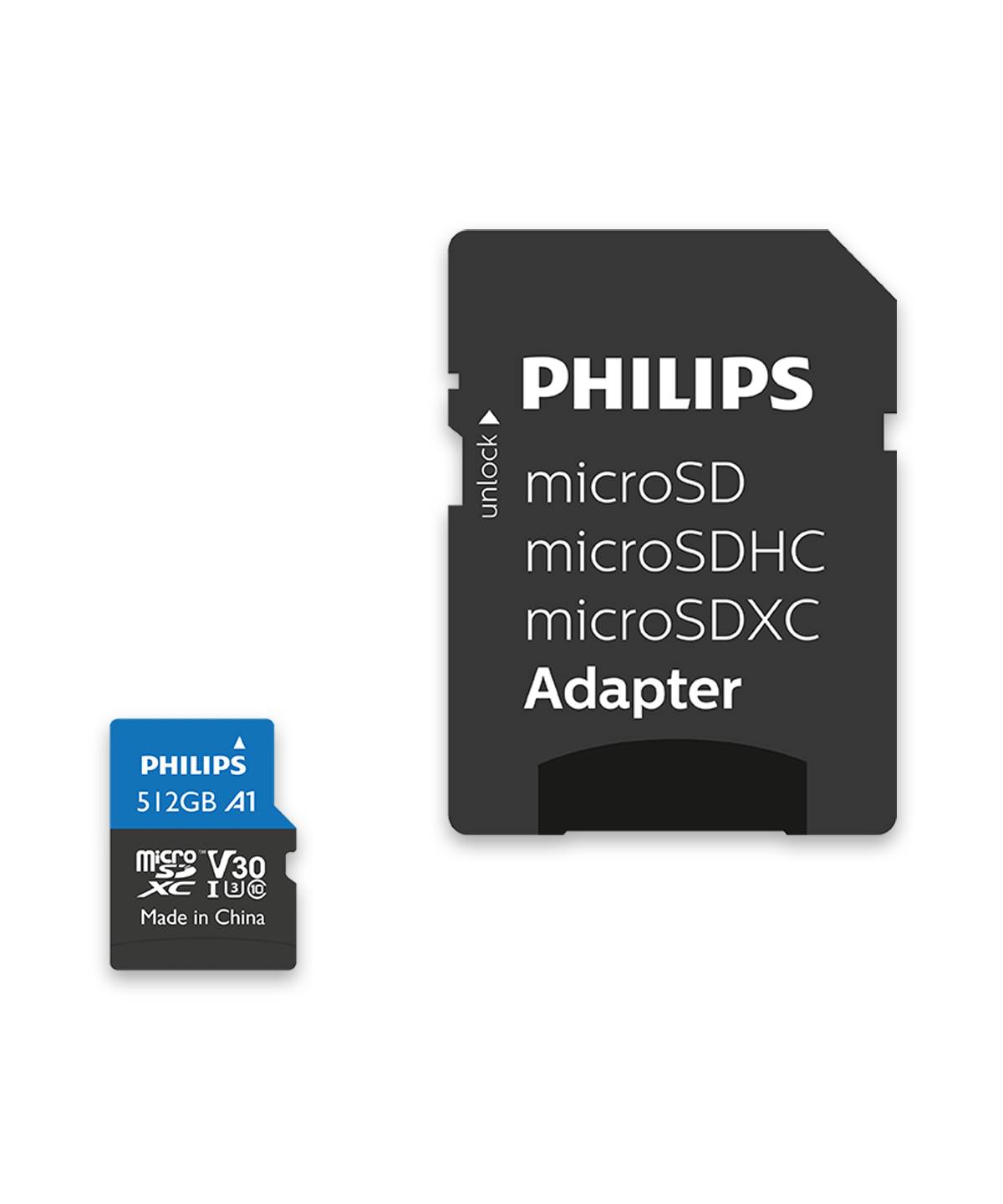 Philips MicroSDXC-kaart -512GB Klasse 10 UHS-I U3 incl. Adapter-0