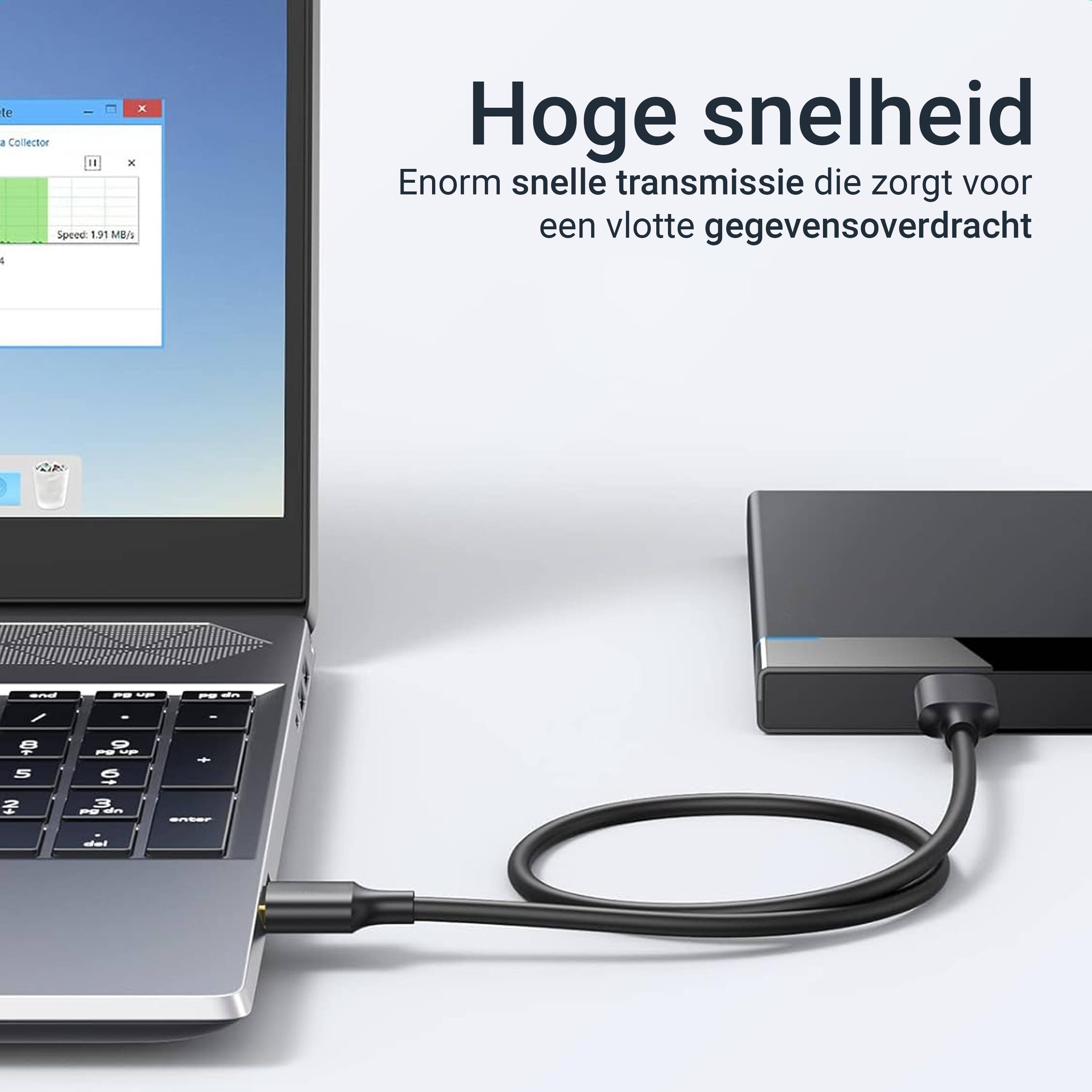Qost - USB-A 3.0 naar Micro USB-B - 5Gbit/s - USB HDD kabel - Zwart - 3 meter - Data Transfer-3