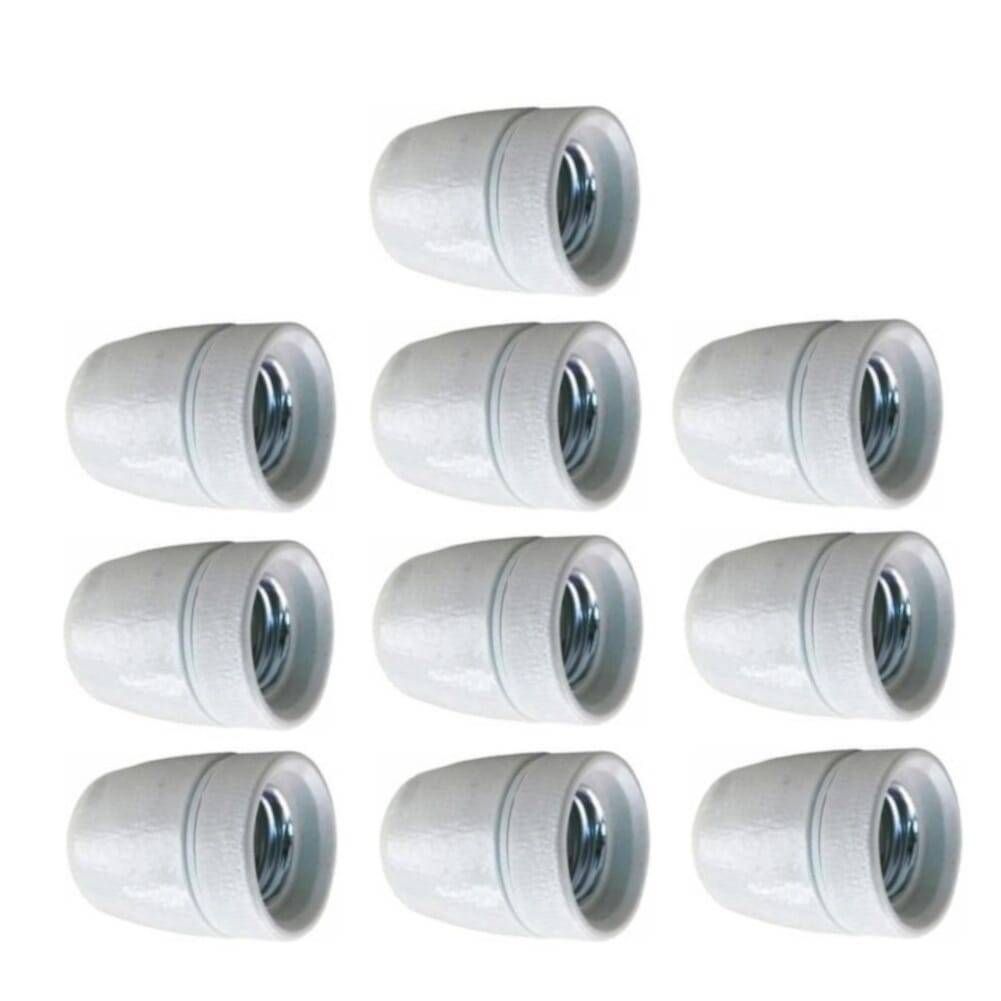 Lamphouder porselein - M10 - E27 - Wit - Per 10 stuks-1
