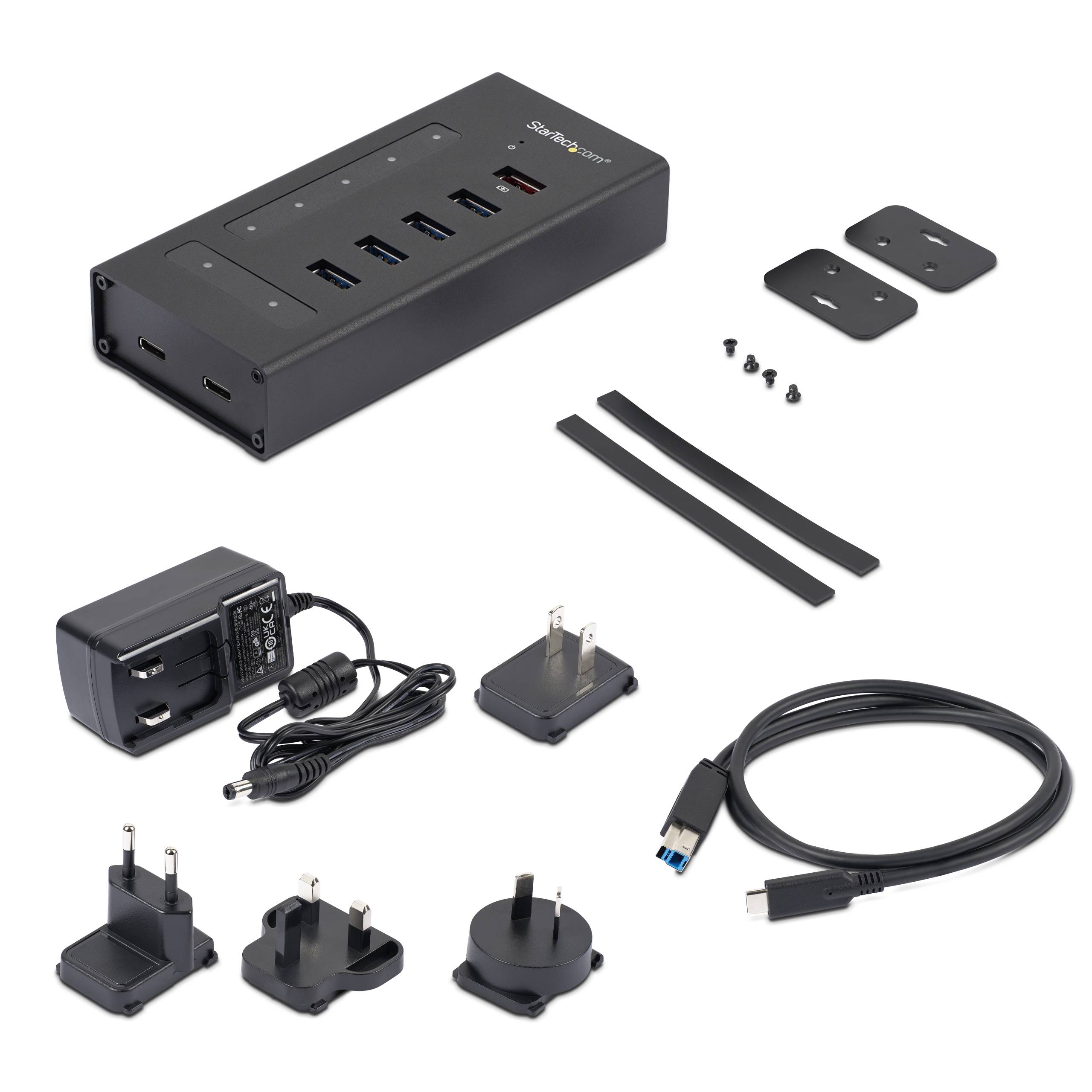 StarTech.com 7 poorts USB hub - USB-A naar 5x USB-A en 2x USB-C - USB 3.0 - metaal - industriële USB hub - monteerbare U-1