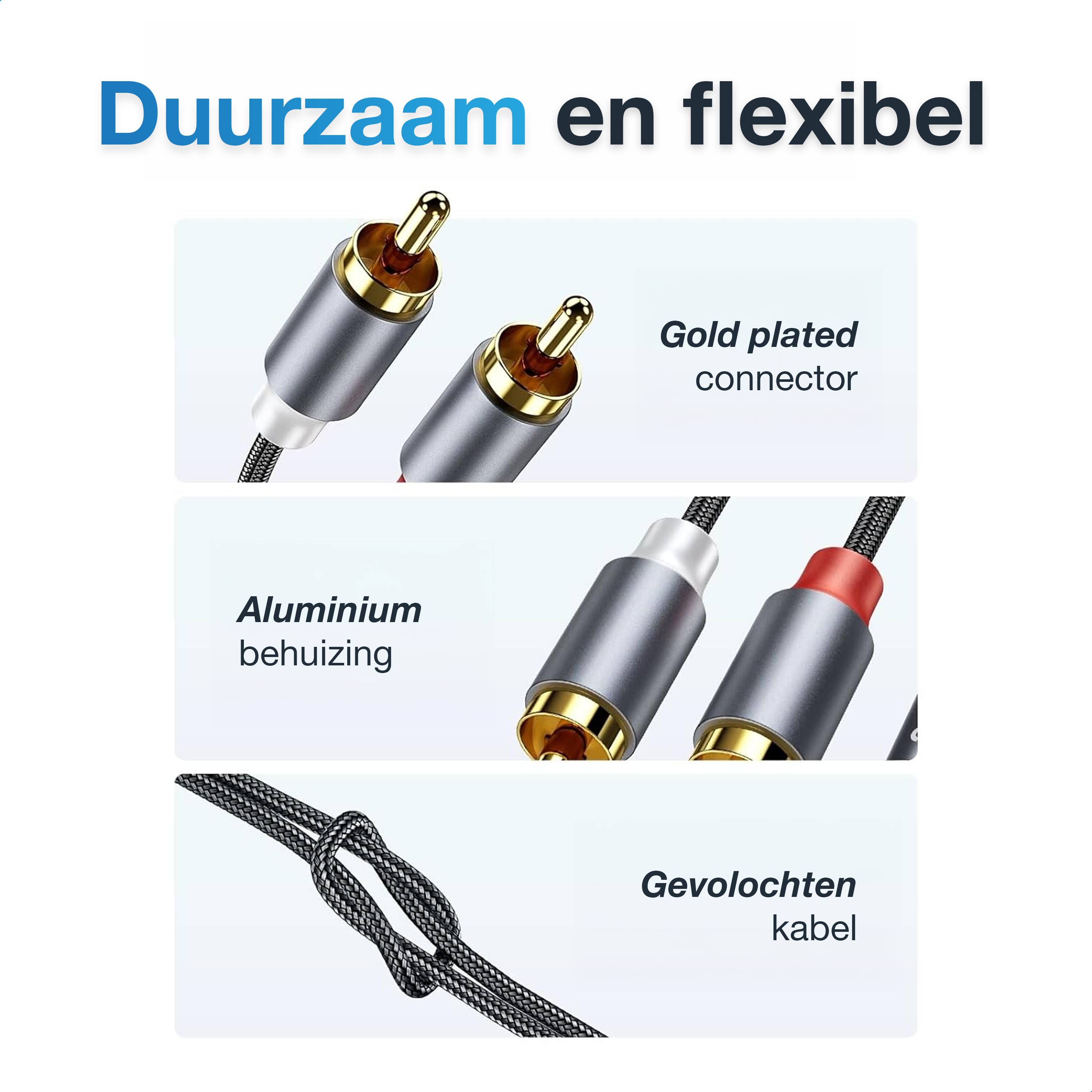 Qost - Aux naar RCA kabel - 3 meter - 3.5mm Jack naar 2 RCA Stereo - Audio Cable - Jack 3.5mm naar 2 Tulp Plug-4
