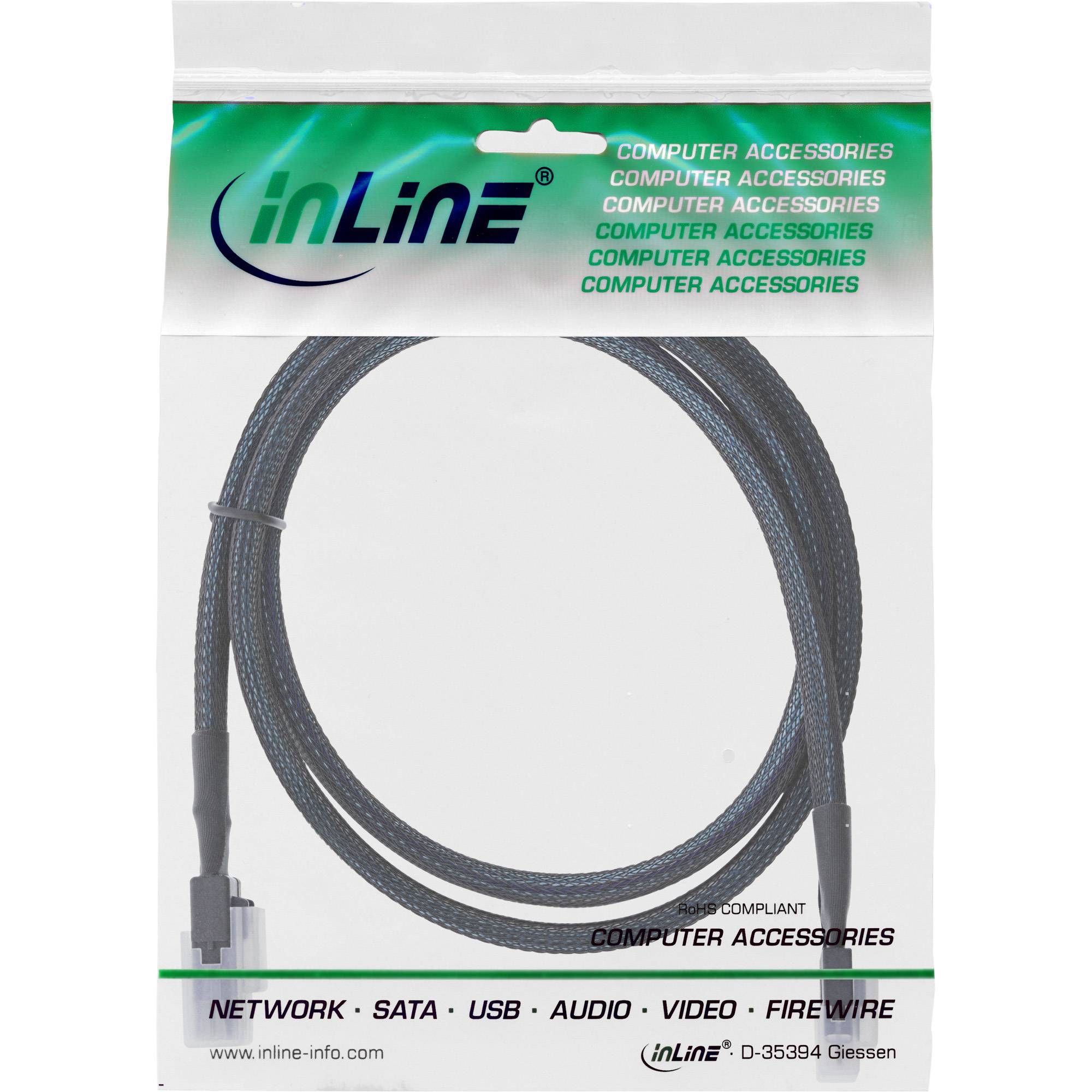 InLine® Slim SAS-kabel, SFF-8654 naar Mini SAS SFF-8087, 12 Gb/s, 1m-1