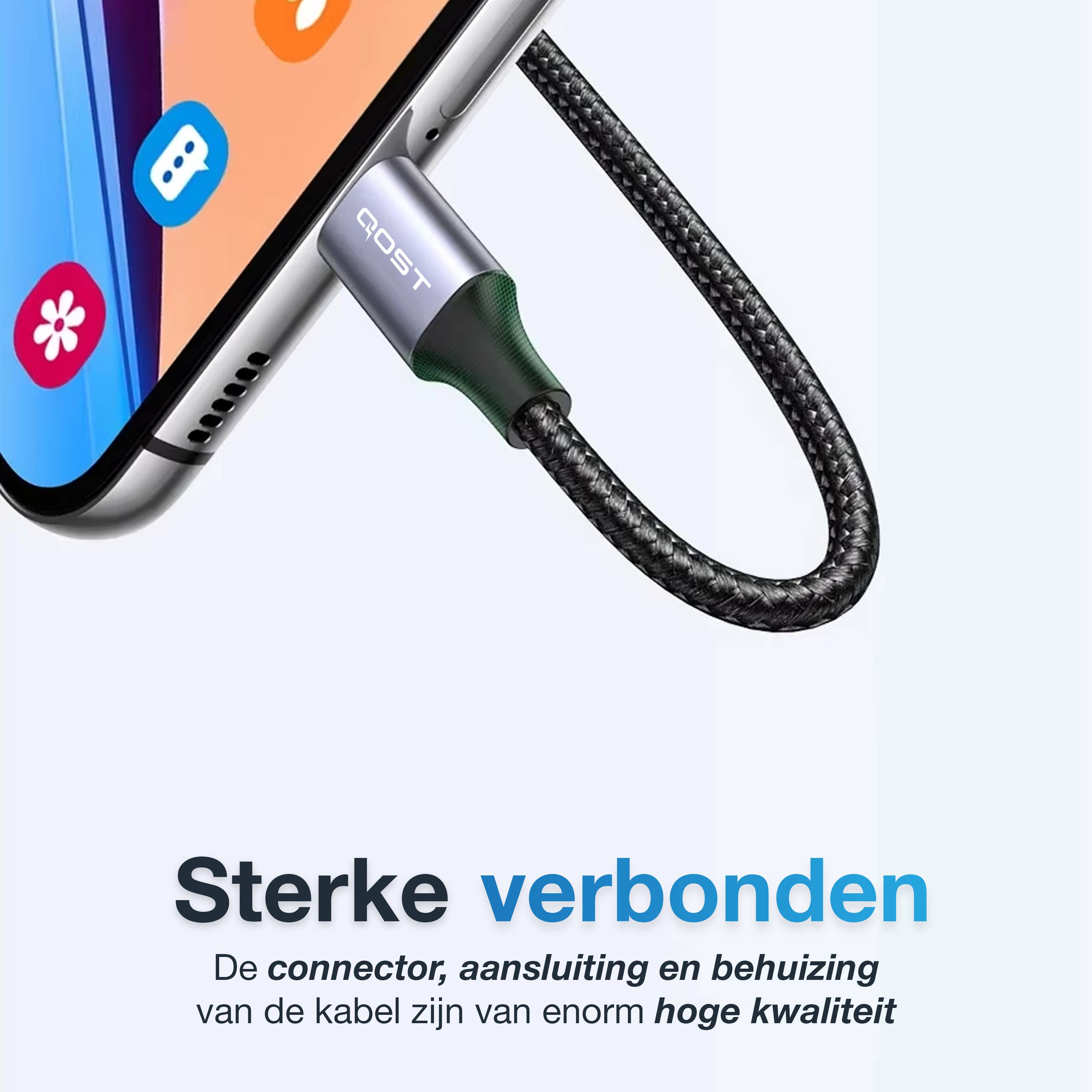 Qost - USB-A naar USB-C Kabel - 2 Meter - Zwart-3