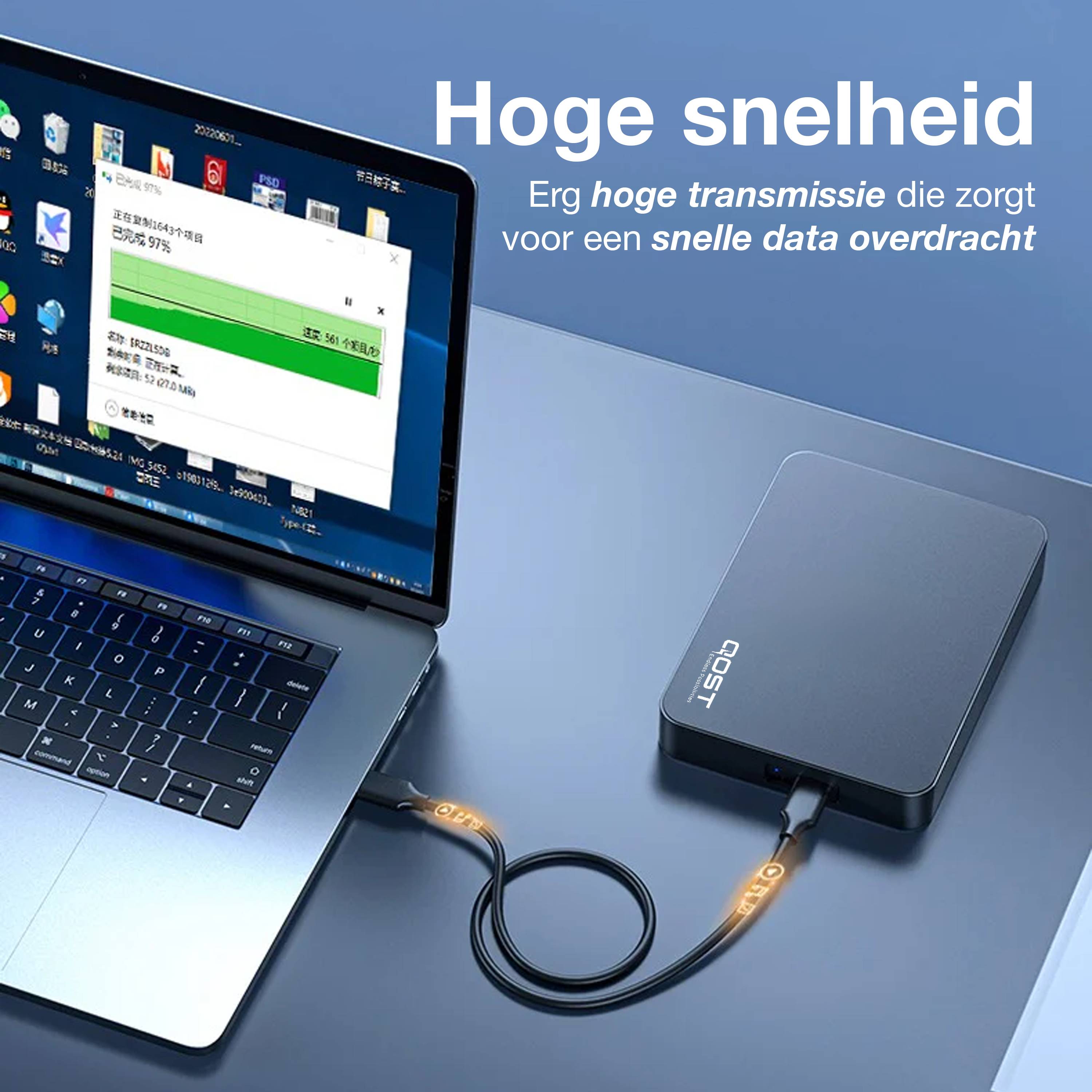 Qost USB-A 3.0-kabel - 3 m - 2x USB-A male - 5 Gbps - verguld - Zwart-1