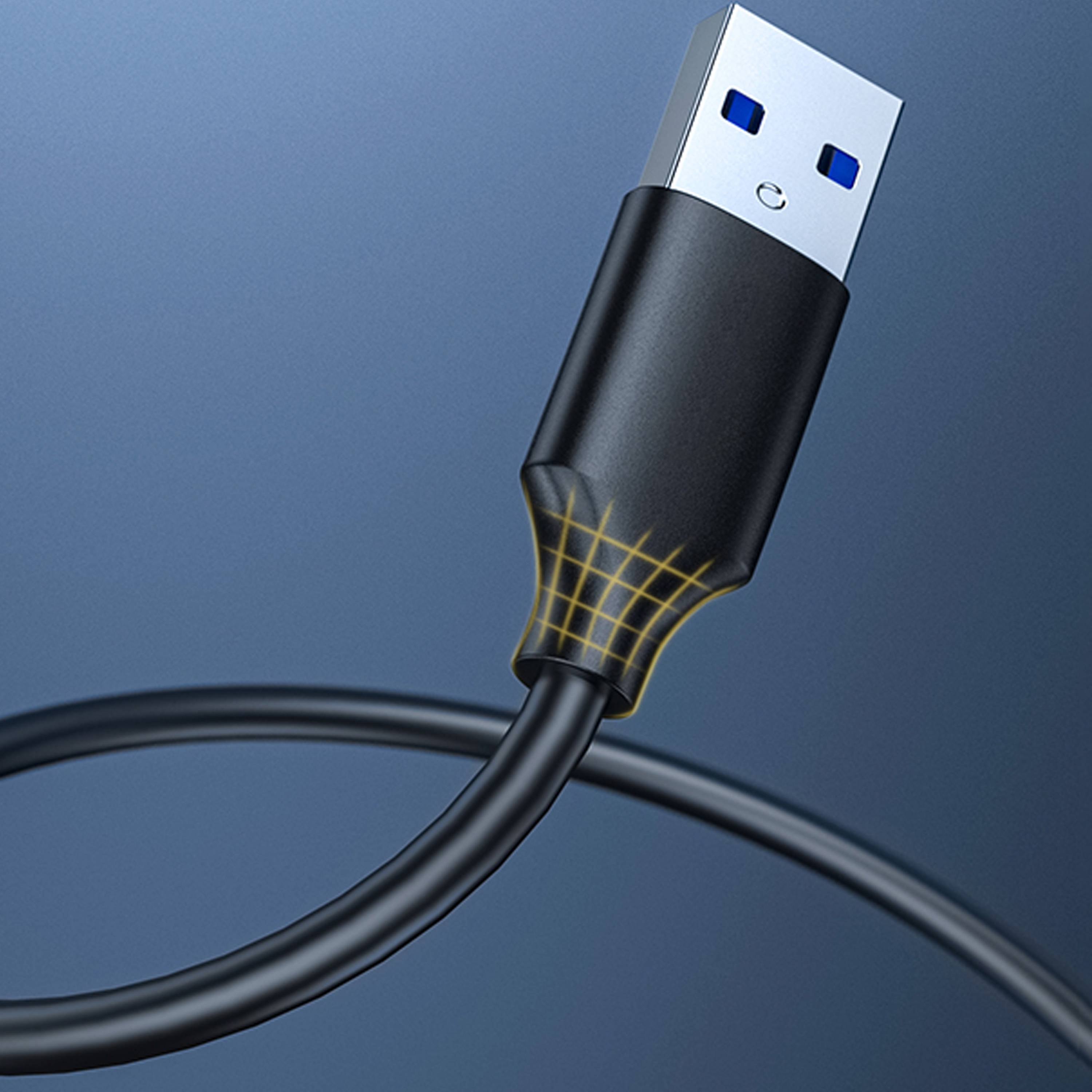 Qost USB-A 3.0-kabel - 3 m - 2x USB-A male - 5 Gbps - verguld - Zwart-2