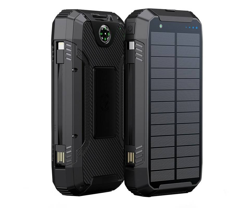 PowerNeed S20000Q mobiele oplader, universeel, zwart, Lightning, zonne-energie, USB, draadloos opladen, snelladen, gesch-0