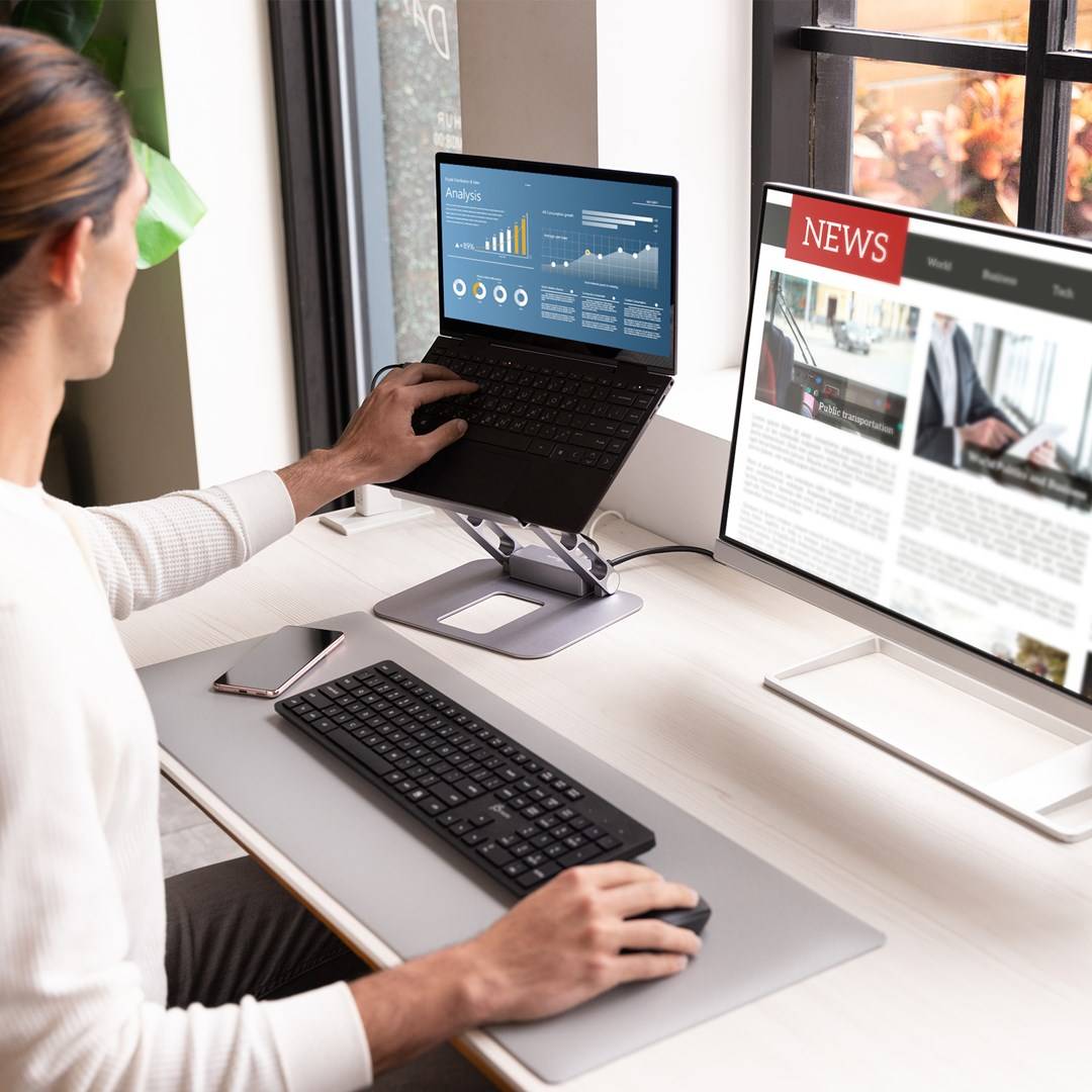 Ergonomische notebookstandaard met dockingstation Multi-Angle 4K-5