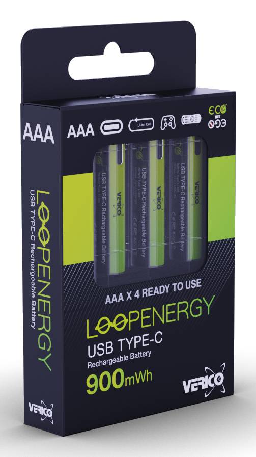 Verico LoopEnergy Li-Ion-batterij AAA900, USB-C, verpakking van 4 stuks in de detailhandel-2