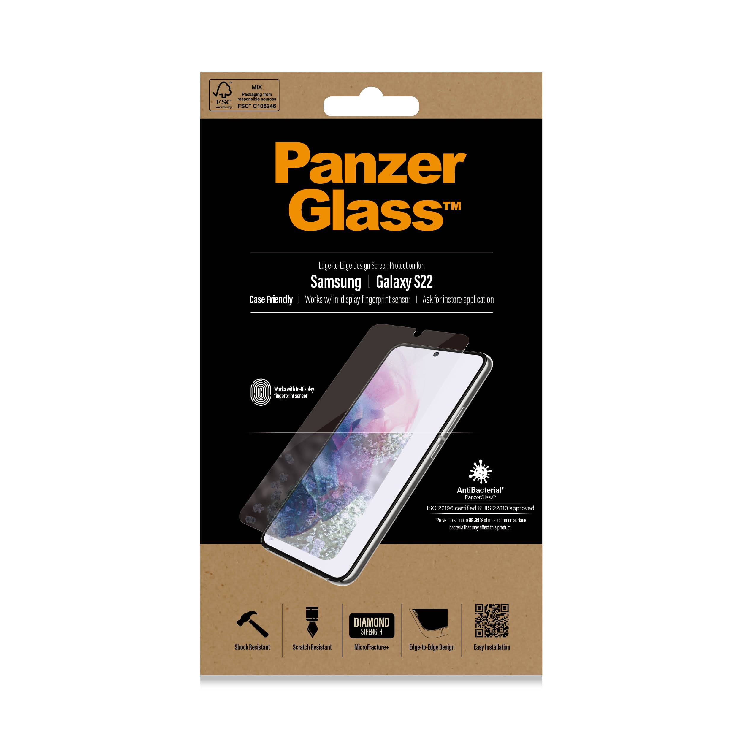 PanzerGlass Anti-Bacterial Case Friendly Screenprotector Samsung Galaxy S22 - Zwart-1