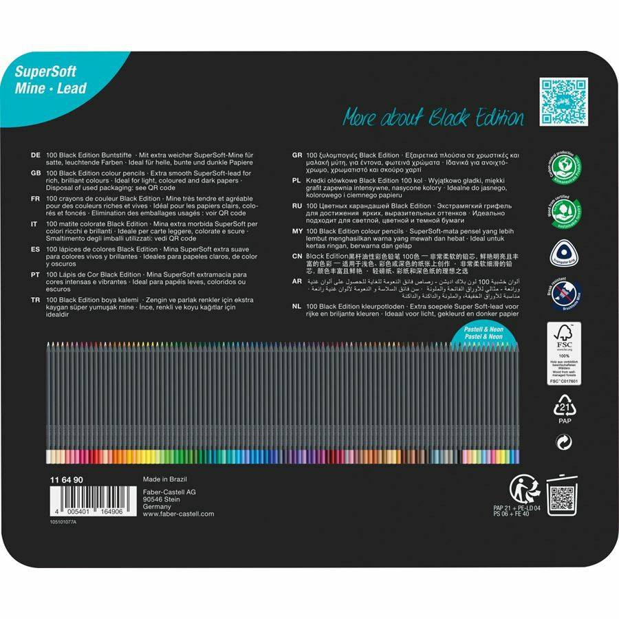 FABER-CASTELL kleurpotloden Black Edition 100 metalen set.-4