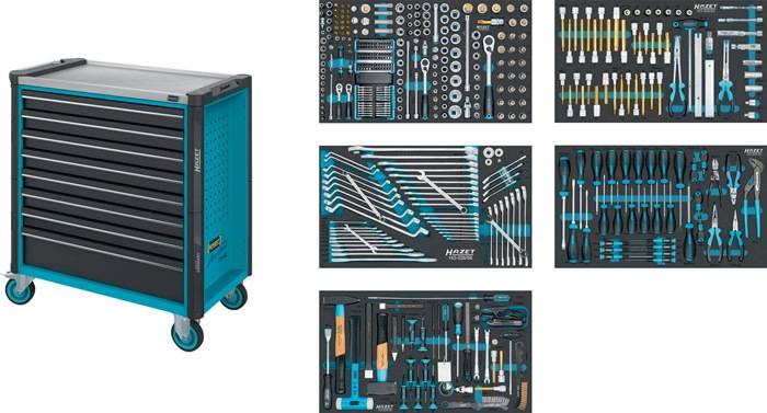 HAZET Gereedschapwagen - Assistent 179NXL - assortiment 179NXL-8/440 - 440-delig - Laden, ondiep: 7× 81 x 696 x 398 mm