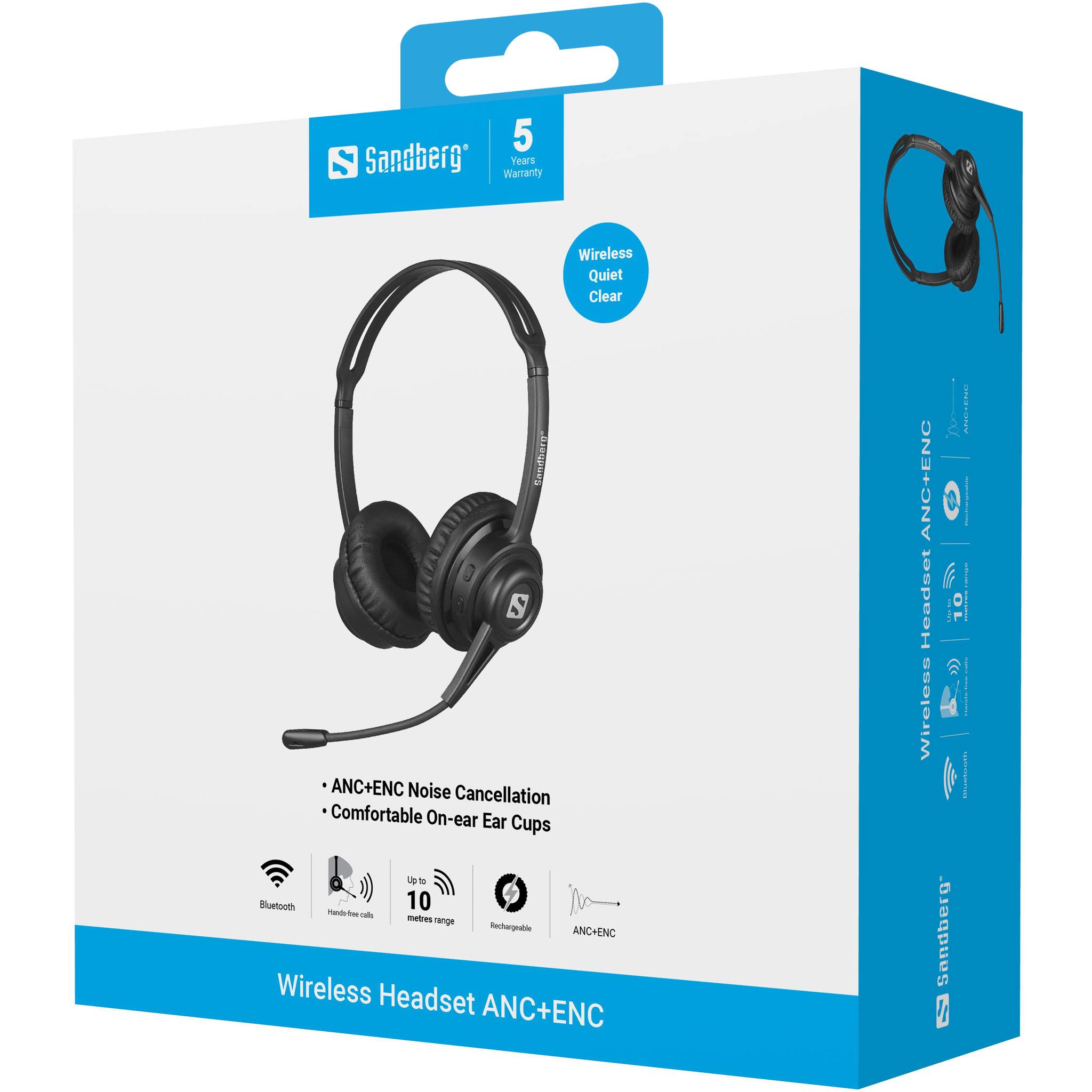 Sandberg Bluetooth Headset ANC+ENC Kopfhörer Kabellos Kopfband Musik/Alltag Schwarz (126-44)-1