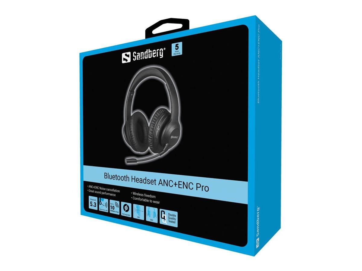 Sandberg Bluetooth Headset ANC+ENC Pro Kopfhörer Kabellos Kopfband Musik/Alltag Schwarz (126-45)-1