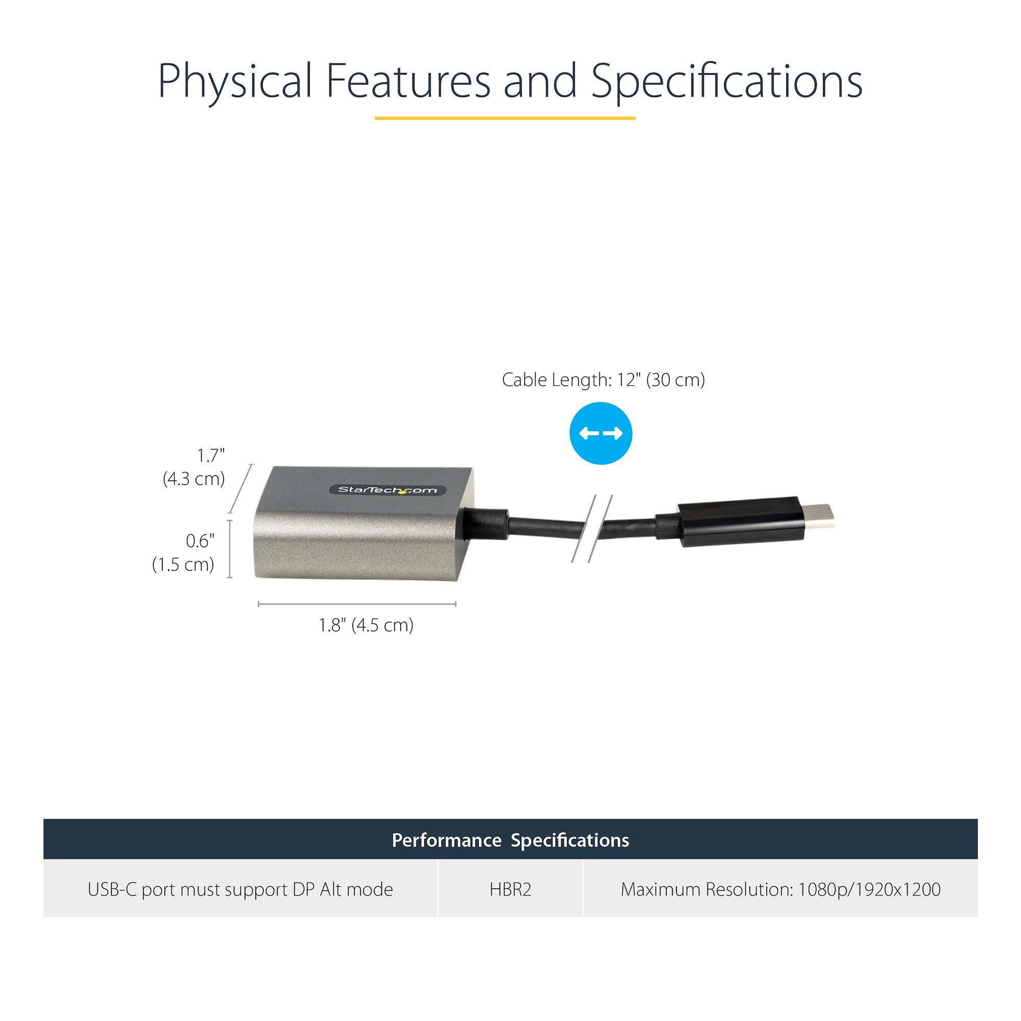 USB C naar VGA Adapter, 1080p USB Type-C naar VGA Adapter Dongle, USB-C naar VGA Monitor/Scherm Video Converter, 30cm Ka-4