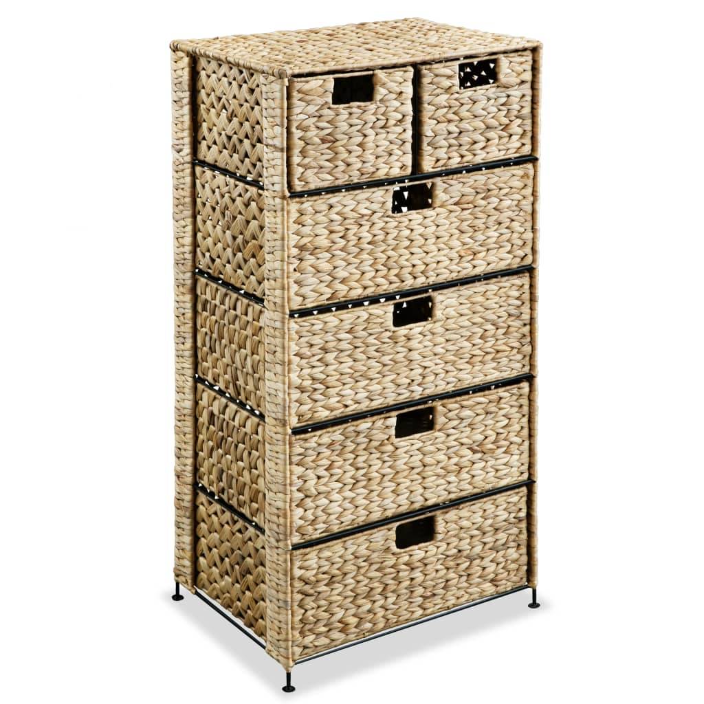 vidaXL - Opbergset - met - 6 - manden - 47x37x100 - cm - waterhyacint-0