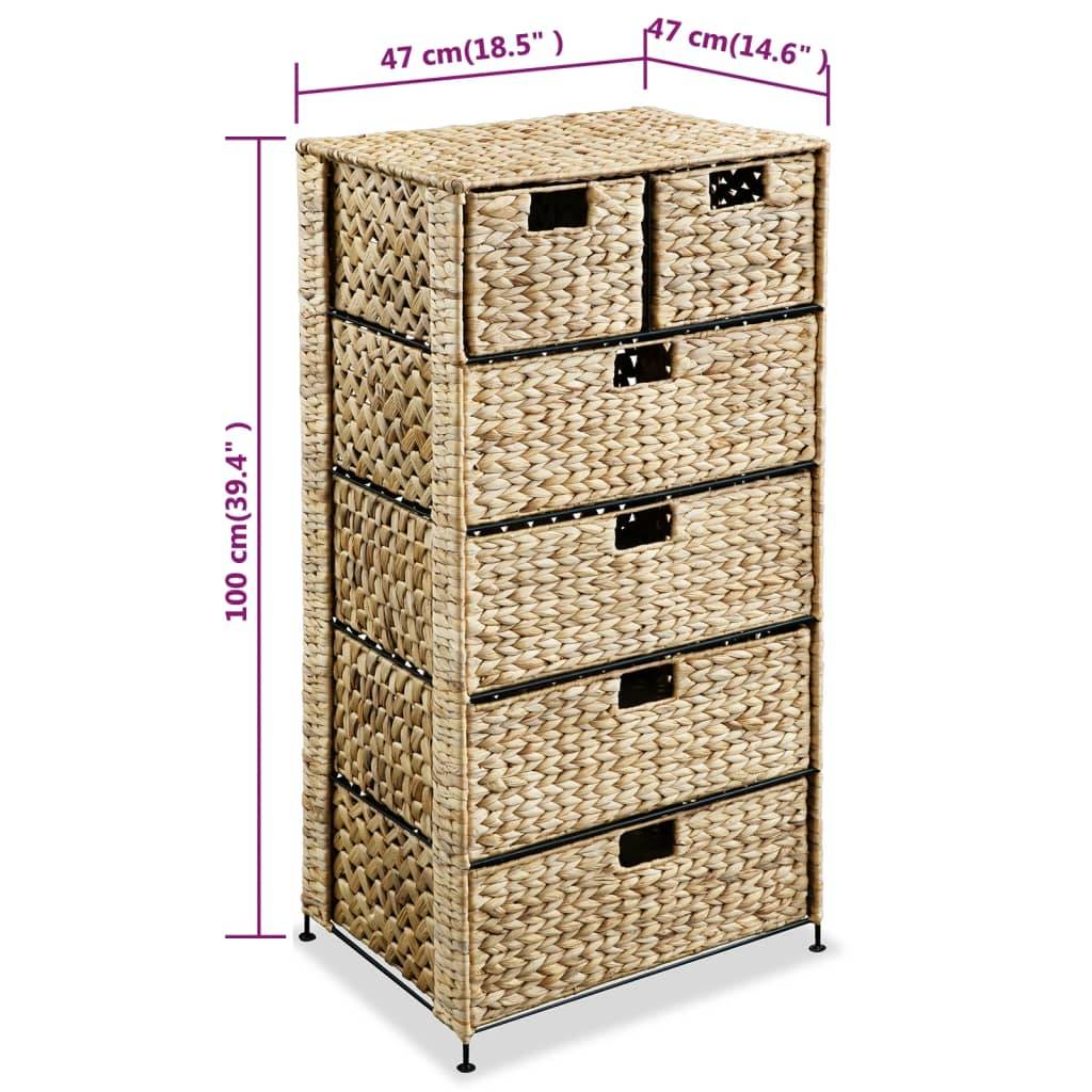 vidaXL - Opbergset - met - 6 - manden - 47x37x100 - cm - waterhyacint-3