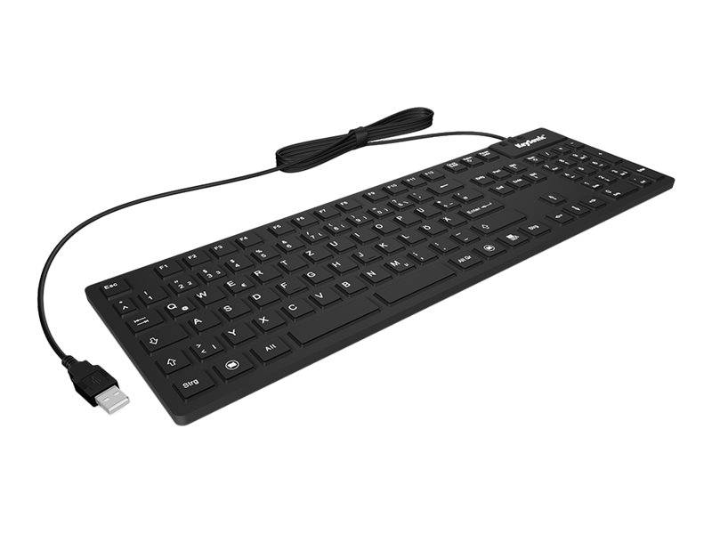 Keysonic KSK-8030 IN (CH) USB Toetsenbord QWERTZ, Zwitsers Zwart Siliconemembraan volledig verzegeld (IP68), Waterdicht -2