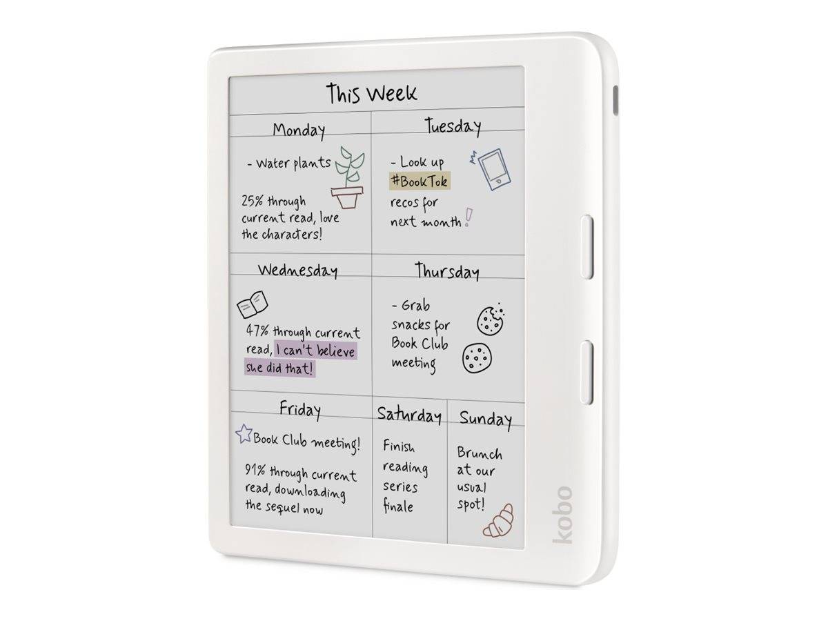Kobo Libra Colour eReader - Wit - 24000 Boek(en) - 32 GB Flash - 17,8 cm (7") scherm - Touchscreen - 1264 x 1680 - Draad-0