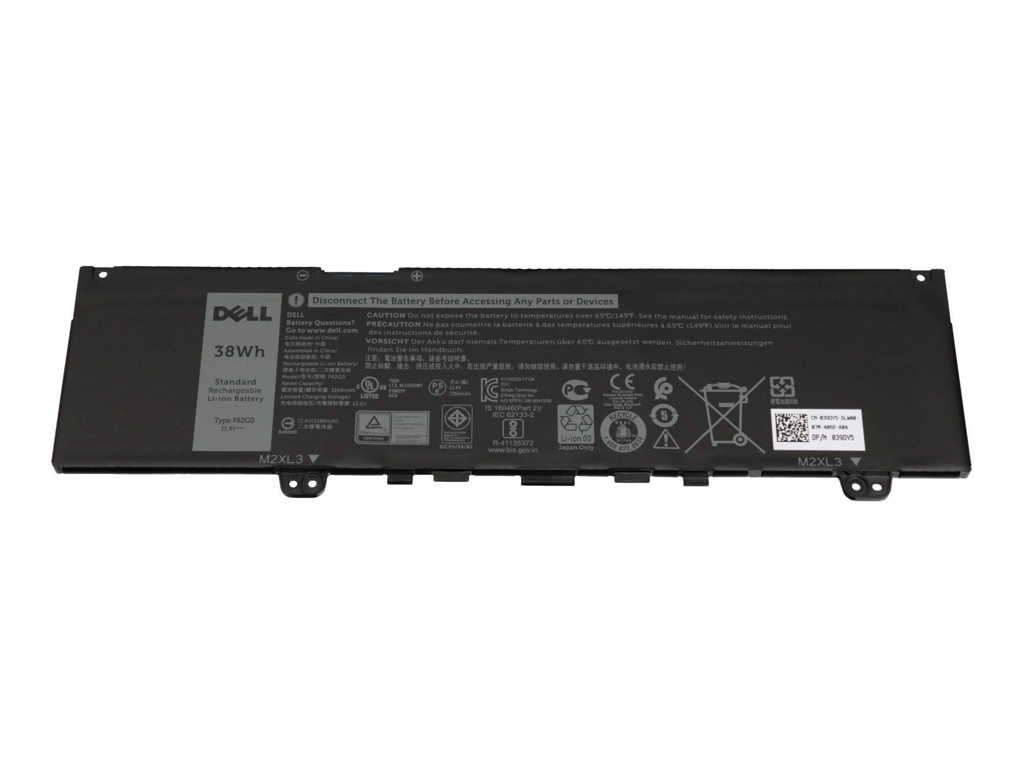 Dell Battery, 38WHR, 3 Cell (F62G0)-0