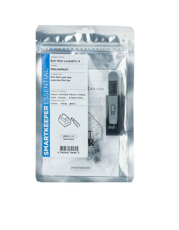 SmartKeeper Mini "RJ11 Port" Blocker grijs 4 st.+Sleutel