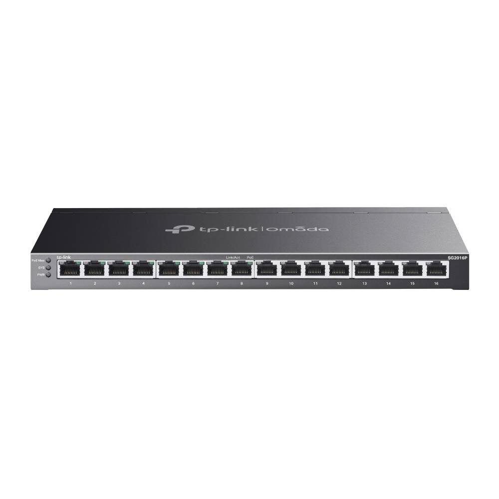 TP-Link TL-SG2016P Netzwerk-Switch L2/L3/L4 Gigabit Ethernet (10/100/1000) Power over Ethernet (PoE) Schwarz (TL-SG2016-0
