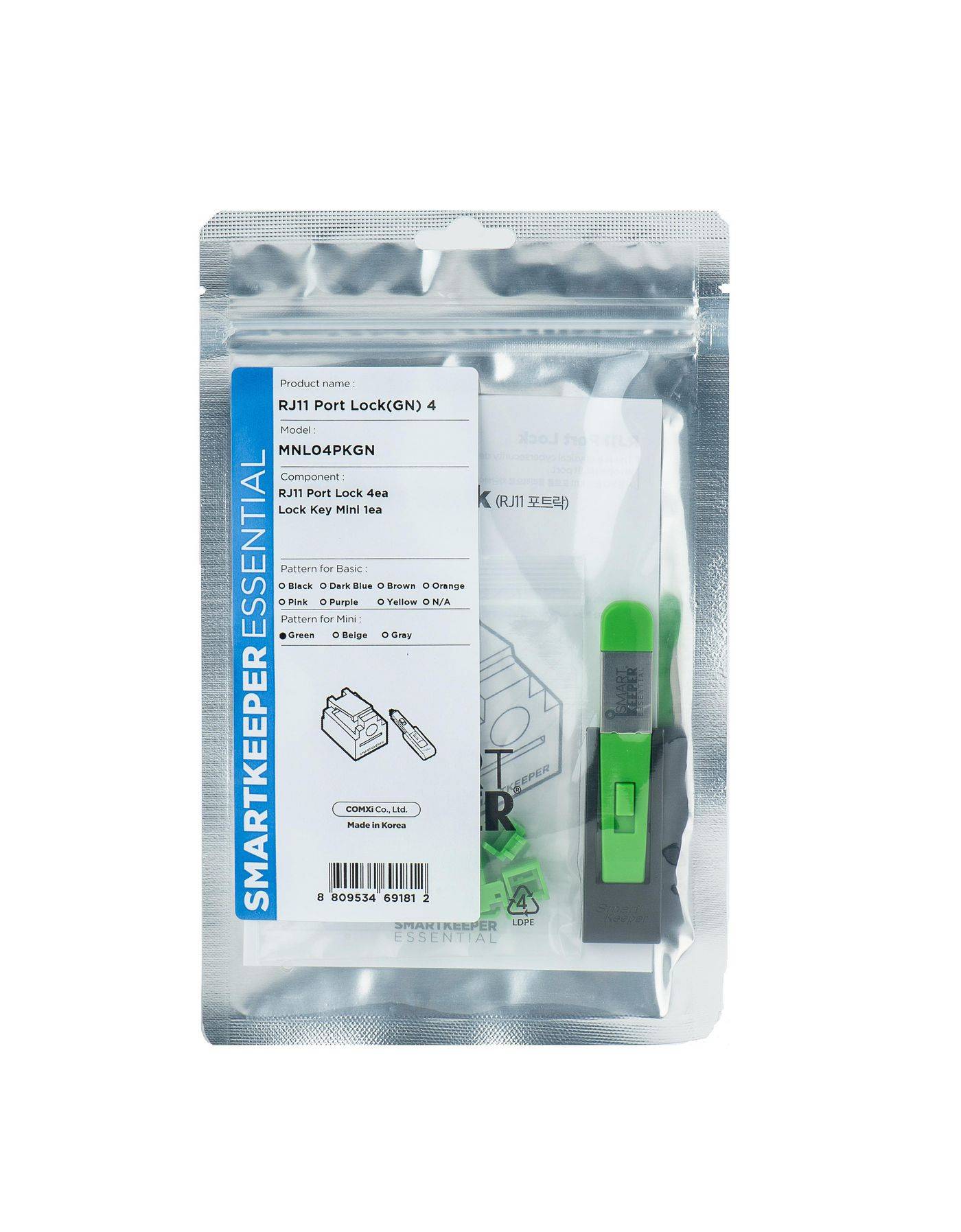 SmartKeeper Mini "RJ11 Port" Blocker groen 4 st.+Sleutel-0