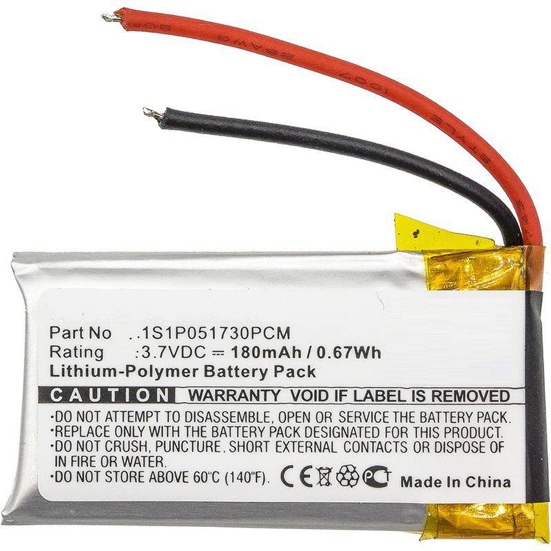 CoreParts-batterij voor draadloze headset 0,67 Wh Li-Pol 3,7 V 180 mAh zwart, voor GN GN9330, Netcom 9330-0