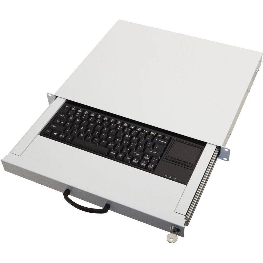 aixcase 19" rack 1U toetsenbord US touchpad USB lichtgrijs-1