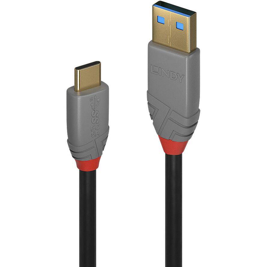 LINDY USB 3.2 Type A naar C-kabel, 5A PD, Anthra Line 2m-0
