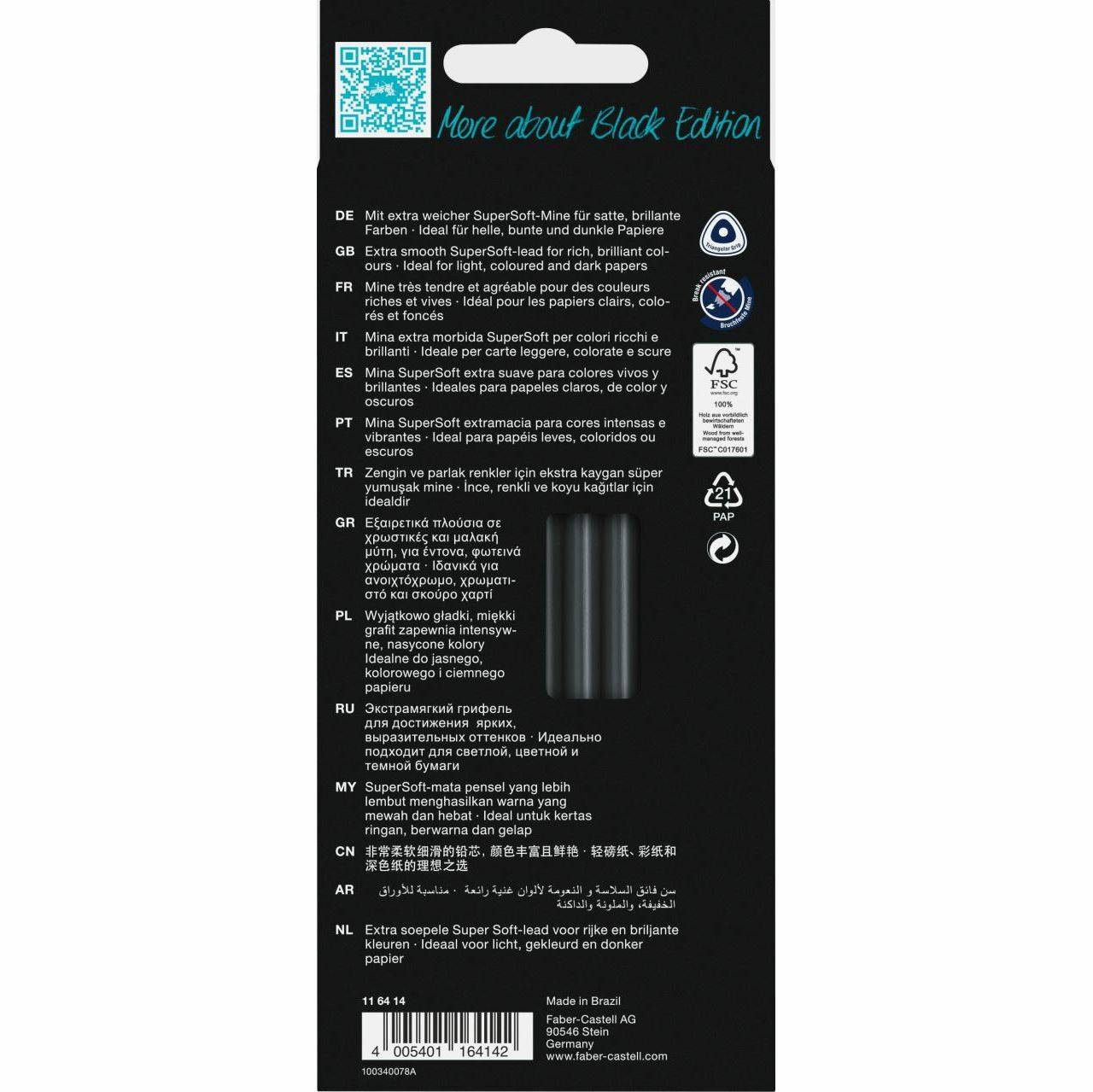 FABER-CASTELL Kleurpotloden Black Edition Huidtinten 12er-1