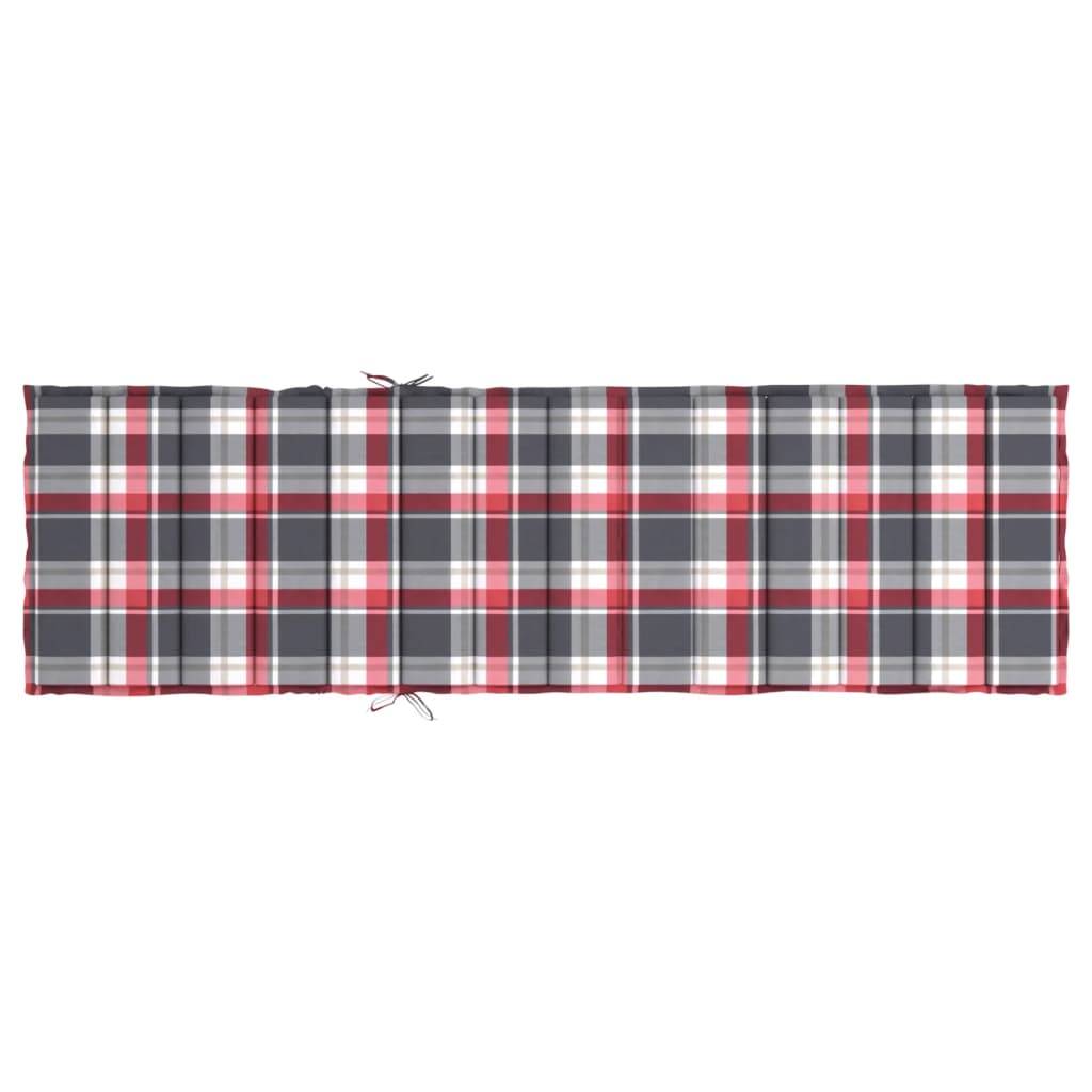 vidaXL - Ligbedkussen - 200x60x3 - cm - oxford - stof - ruitpatroon - rood-2