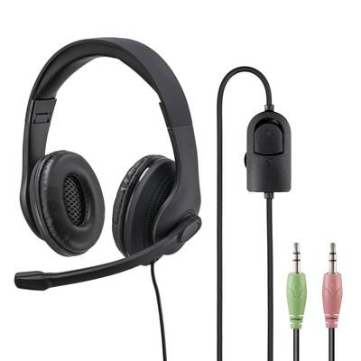 Hama Computer Over Ear headset Kabel Stereo Zwart Volumeregeling, Microfoon uitschakelbaar (mute)-0