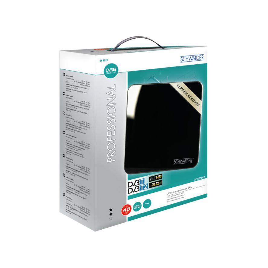 Schwaiger ZA8970011 Actieve DVB-T/T2 platte antenne Binnen Versterking: 45 dB Zwart-2
