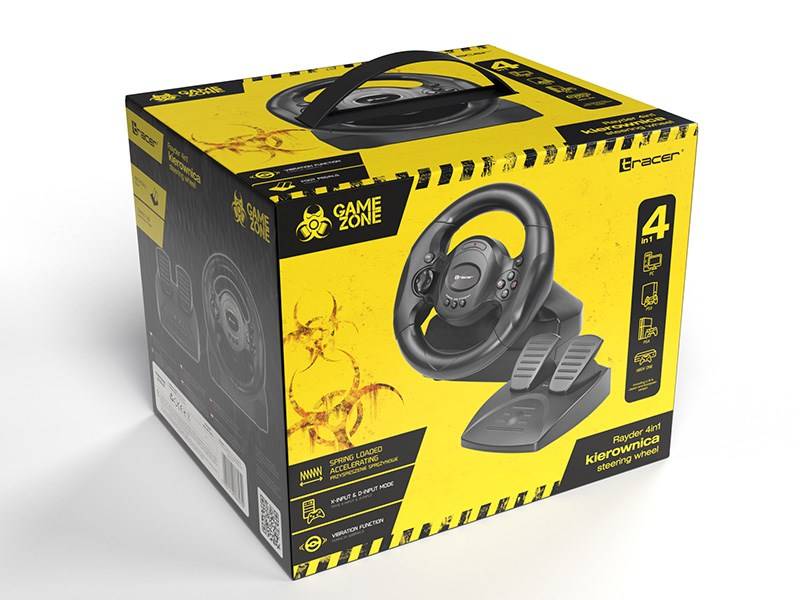 Tracer Rayder 4-in-1 zwart stuurwiel voor pc, PlayStation 4, PlayStation 3 en Xbox One.-3