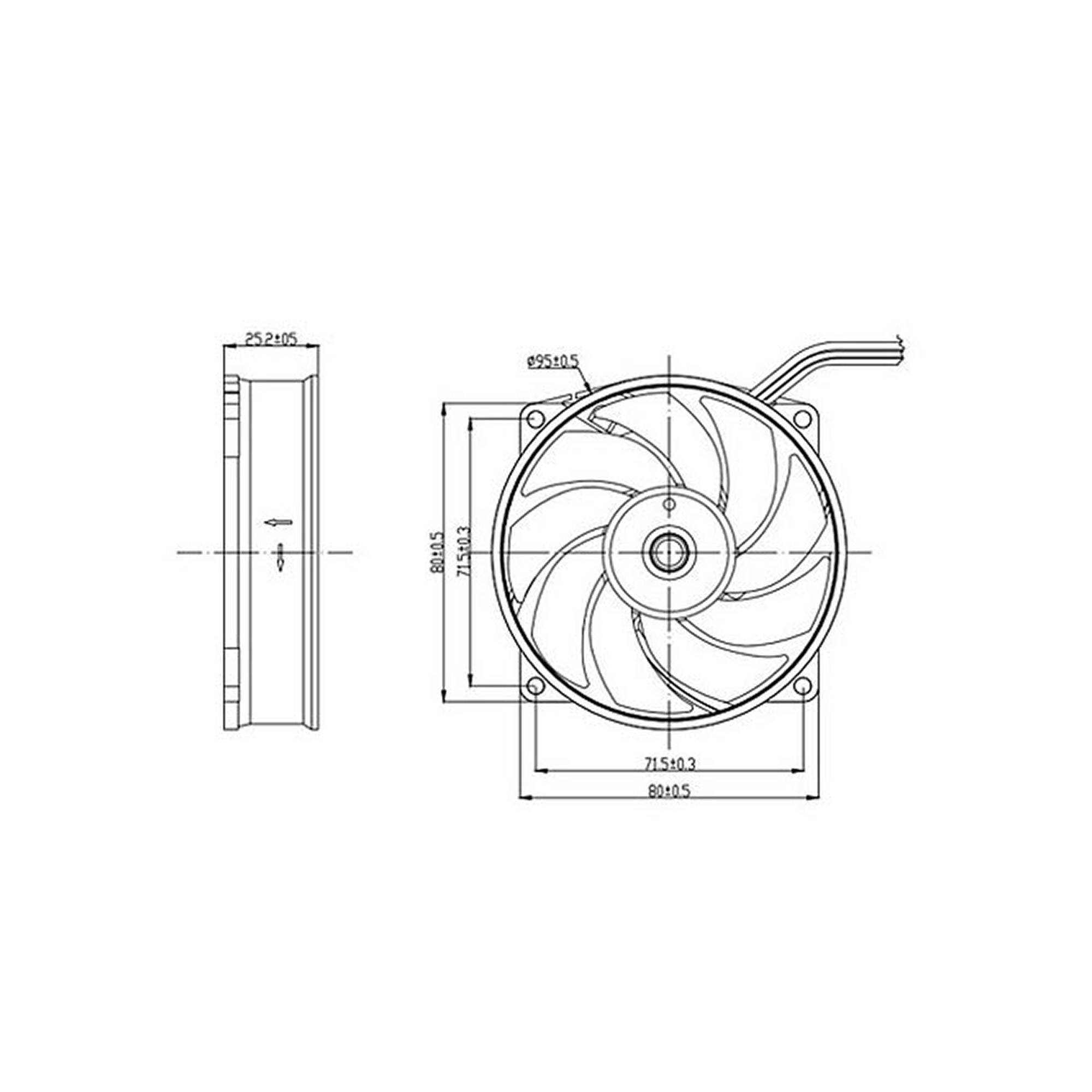Titan Kukri-series ventilator (case fan) voor in de PC met Z-Axis lager en PWM-functie - 95 x 95 x 25 mm-3