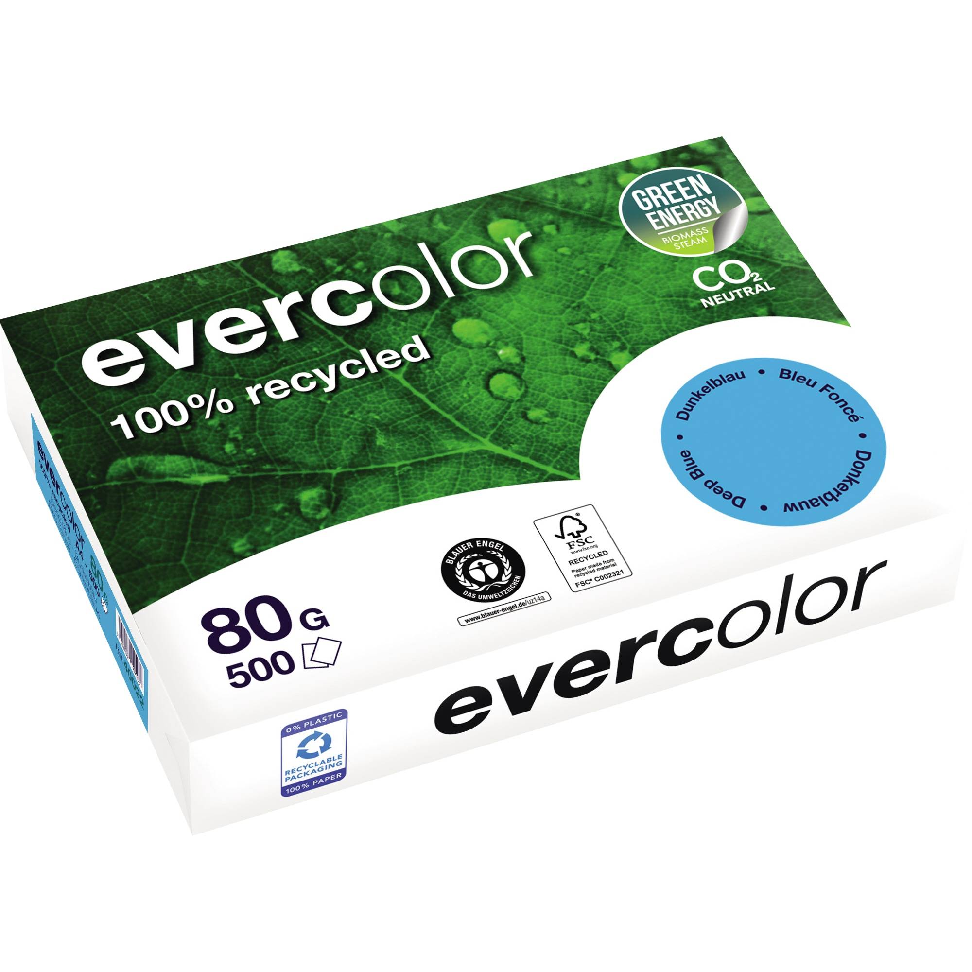 Clairefontaine Evercolor, gekleurd gerecycleerd papier, A4, 80 g, 500 vel, donkerblauw-0