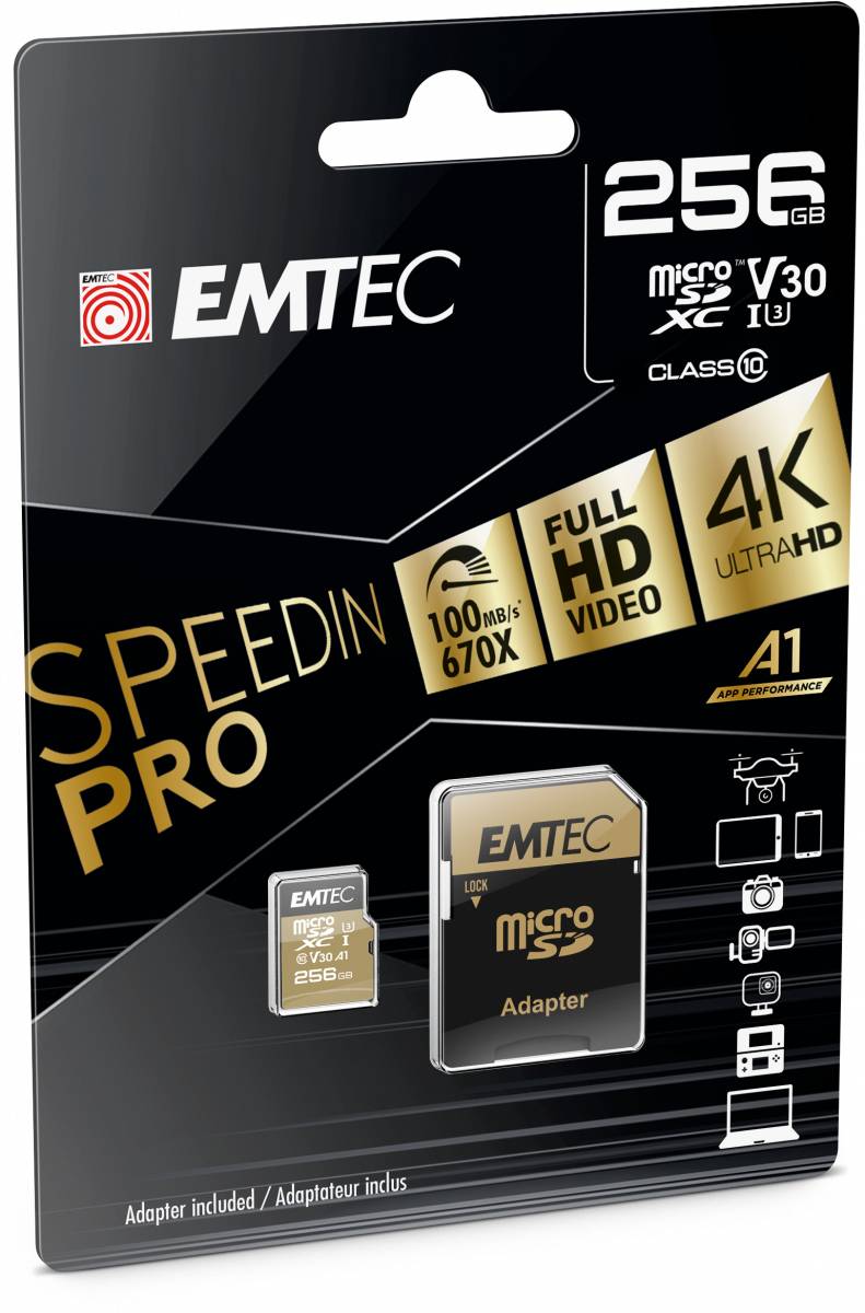 Emtec mSD 256GB UHS-I U3 V30 A1 SpeedIN Pro + adapter-1