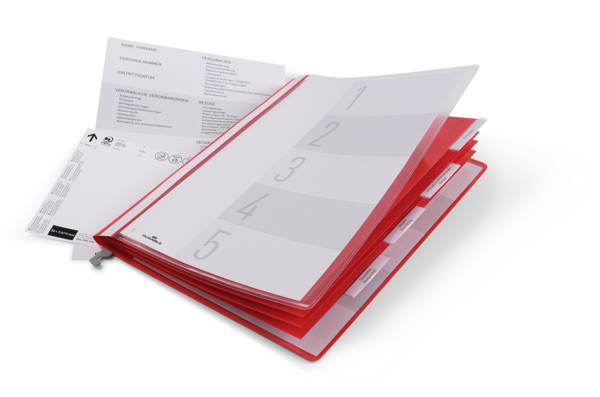 DURABLE persoonlijke nietmachine met ophangrail A4 5 vakken rood