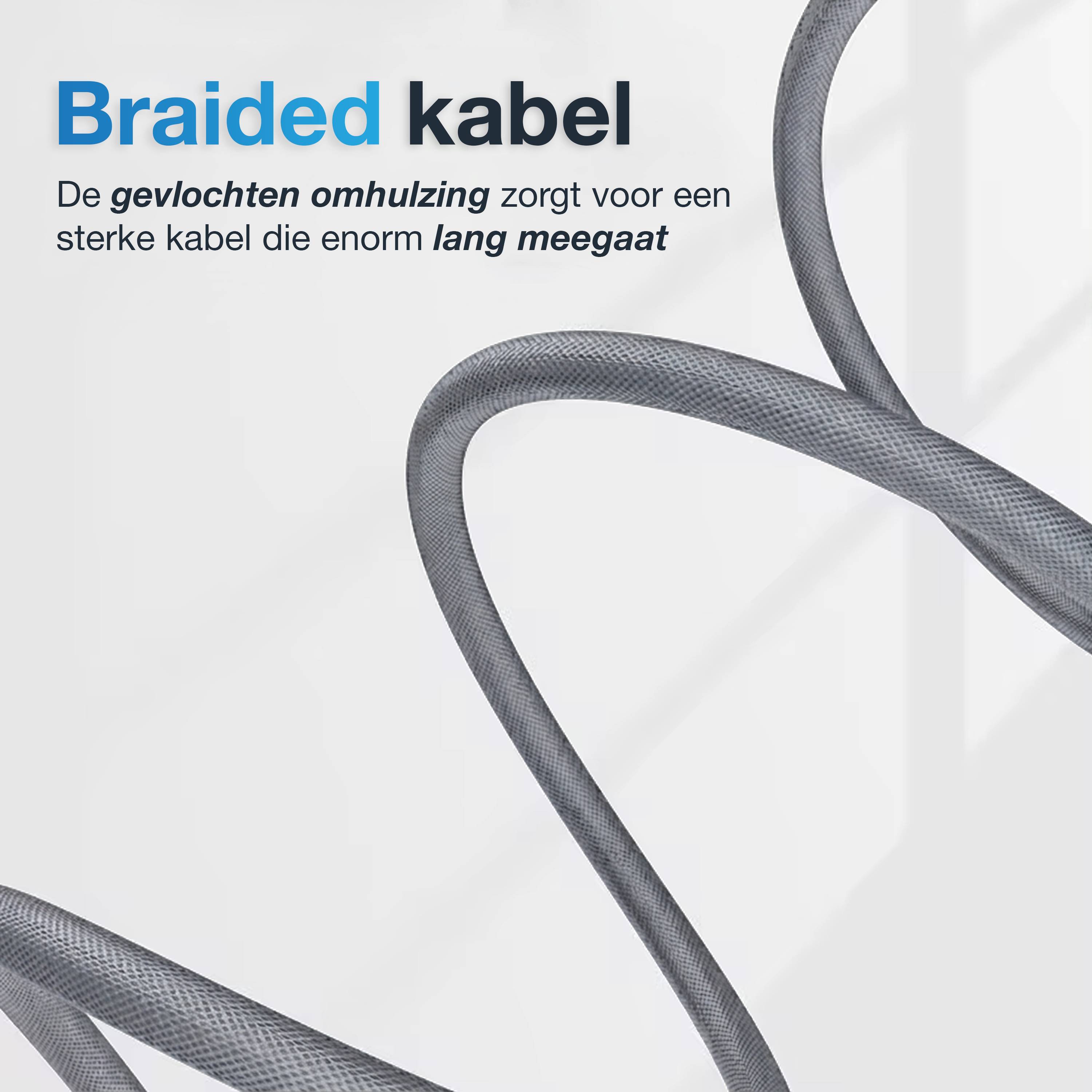 Qost 2x RCA naar 2x RCA-stereokabel - 1,5 m - gevlochten - Spacegrey-1