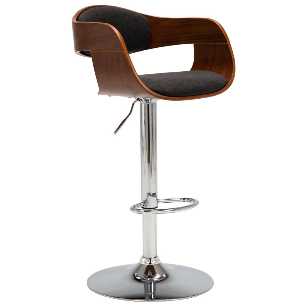 vidaXL - Barkruk - gebogen - hout - en - stof - grijs