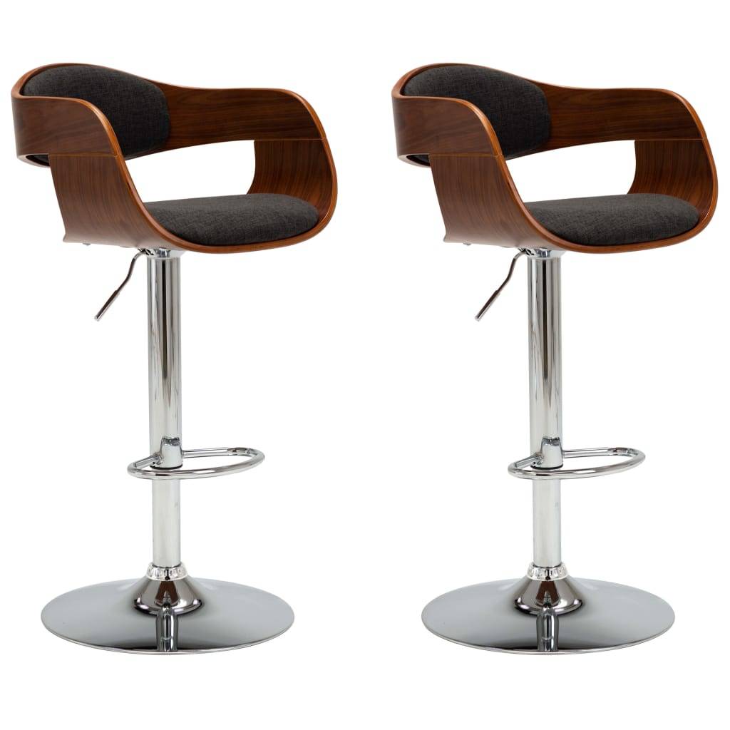 vidaXL - Barstoelen - 2 - st - gebogen - hout - en - stof - grijs