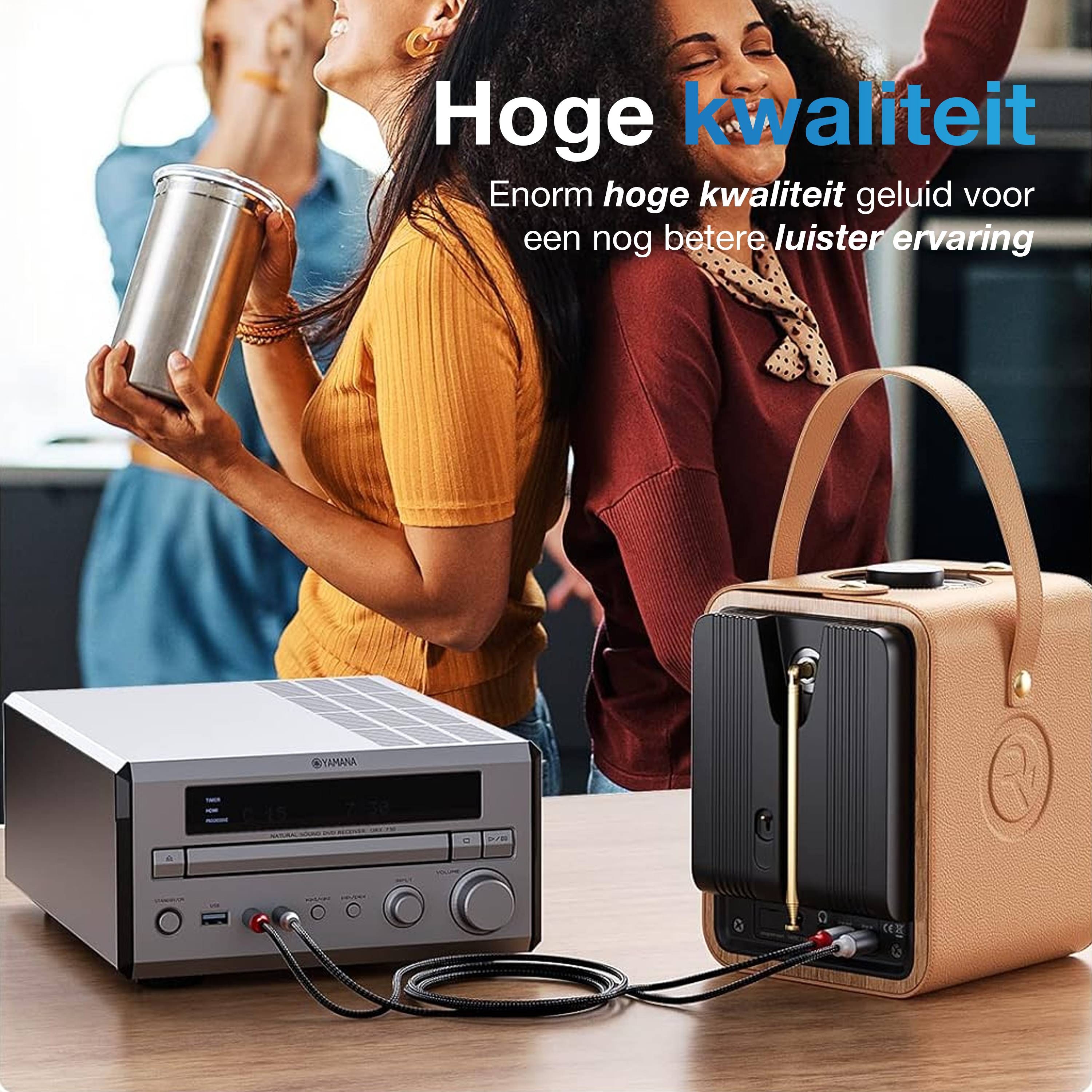 Qost 2x RCA naar 2x RCA-stereokabel - 1,5 m - gevlochten - Spacegrey-3