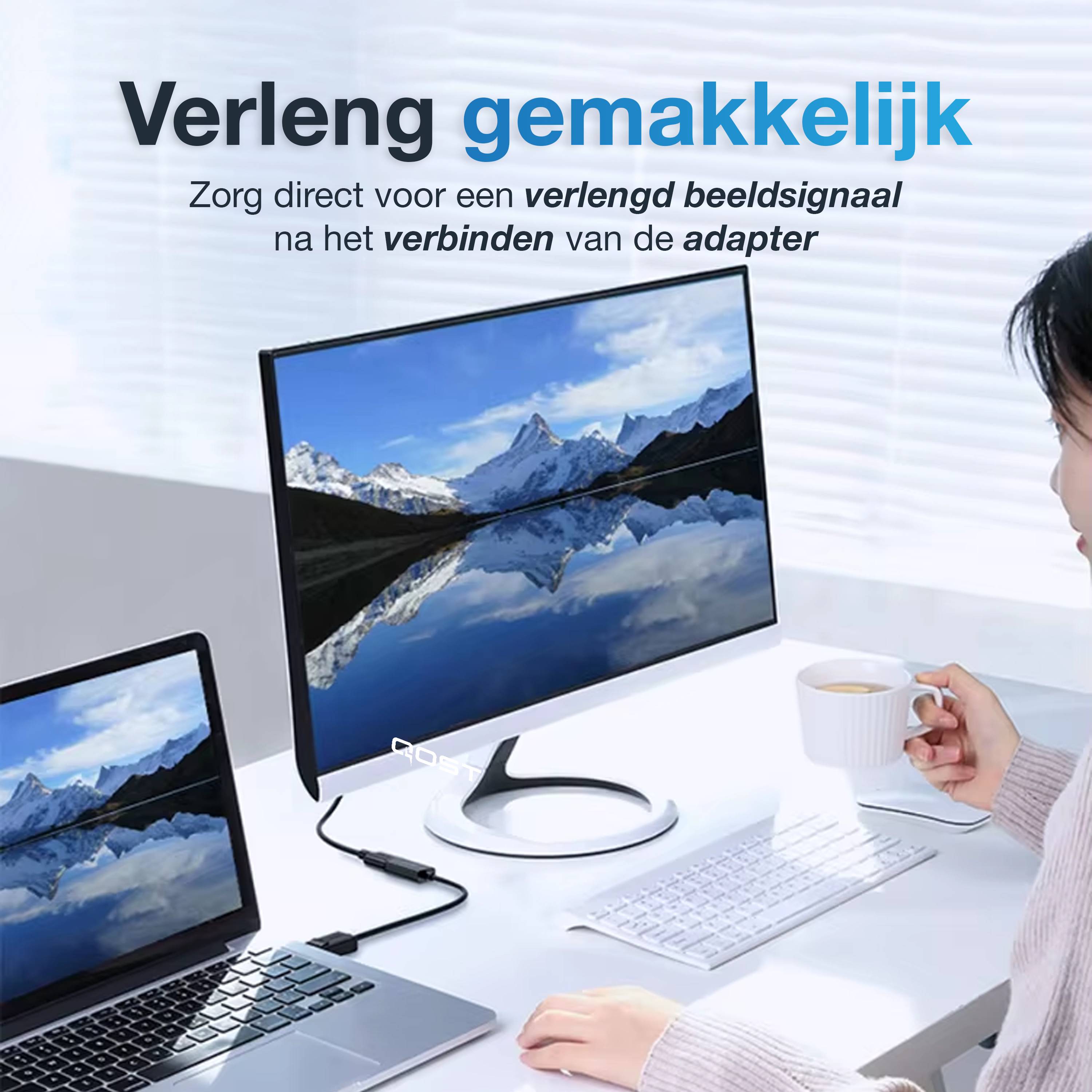 Qost - DisplayPort naar HDMI Adapter - 0.15 Meter - Zwart-2