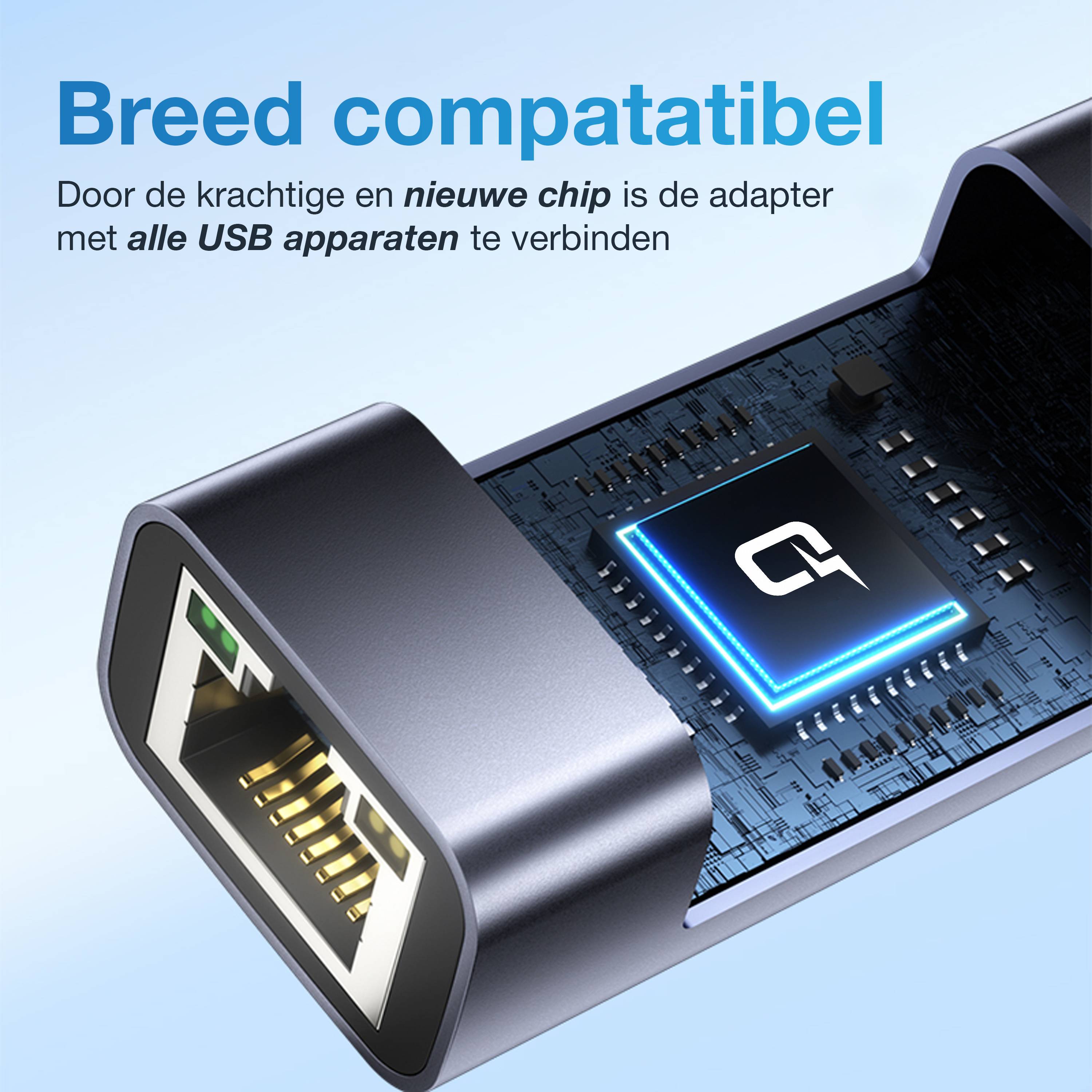 Qost - USB 3.0 Naar Ethernet Adapter - USB-A naar Internet Poort - 10 / 100 / 1000 Mbps Gigabit - Spacegrey-2